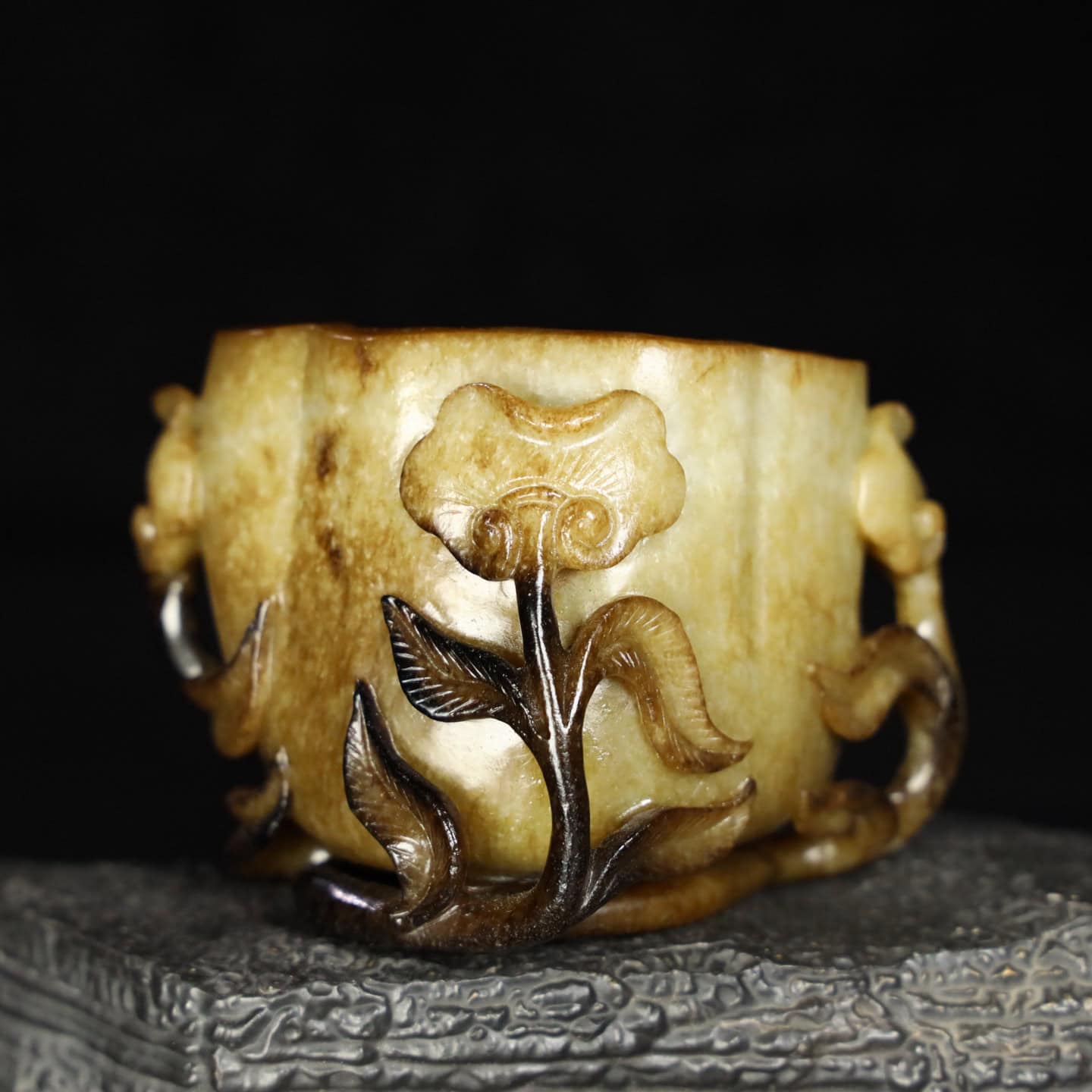 Chinese Natural Jade Carved brush washers