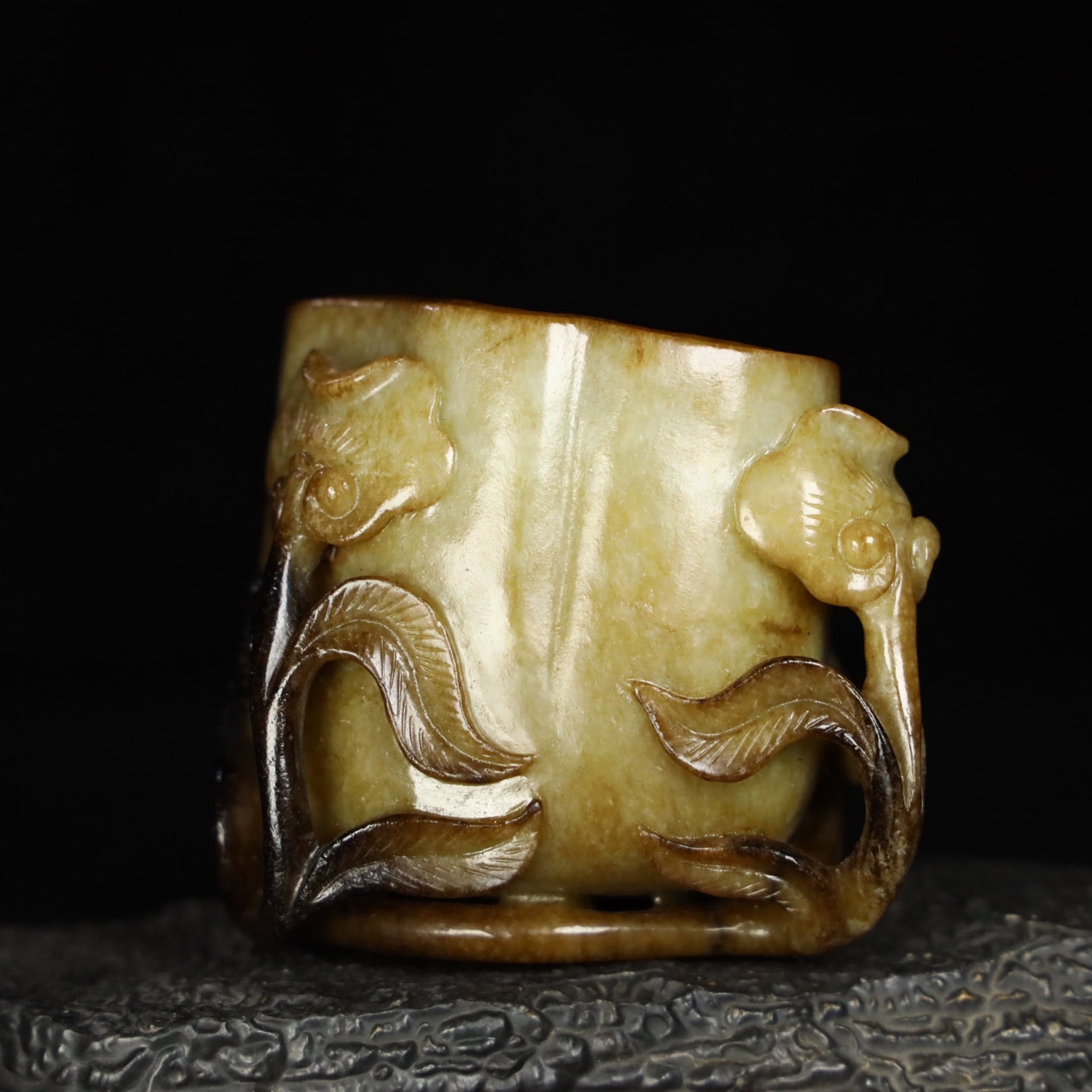 Chinese Natural Jade Carved brush washers