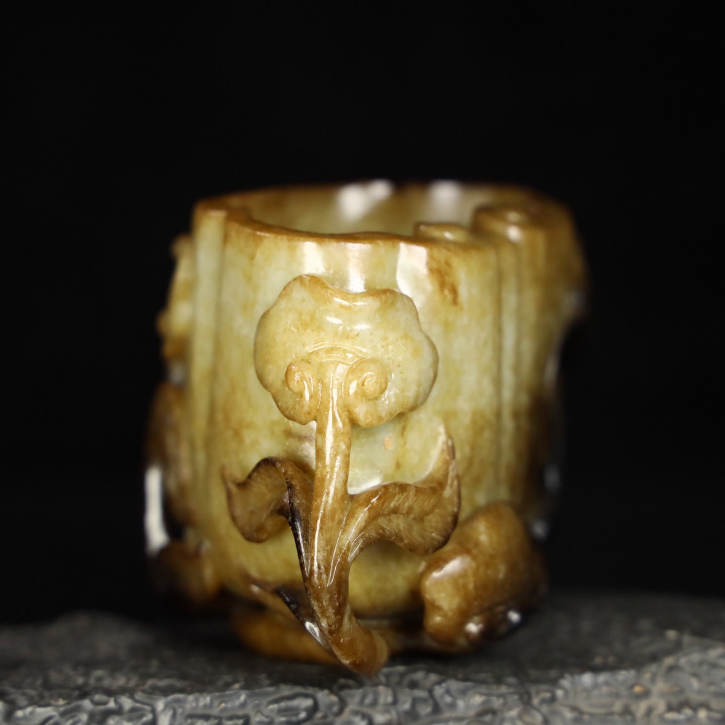 Chinese Natural Jade Carved brush washers