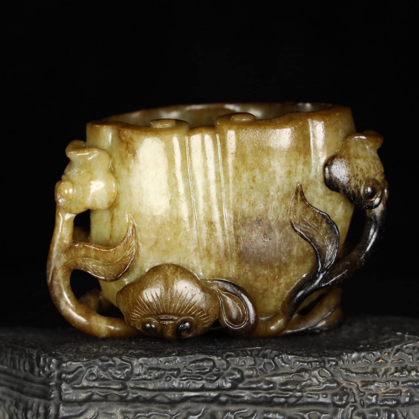 Chinese Natural Jade Carved brush washers