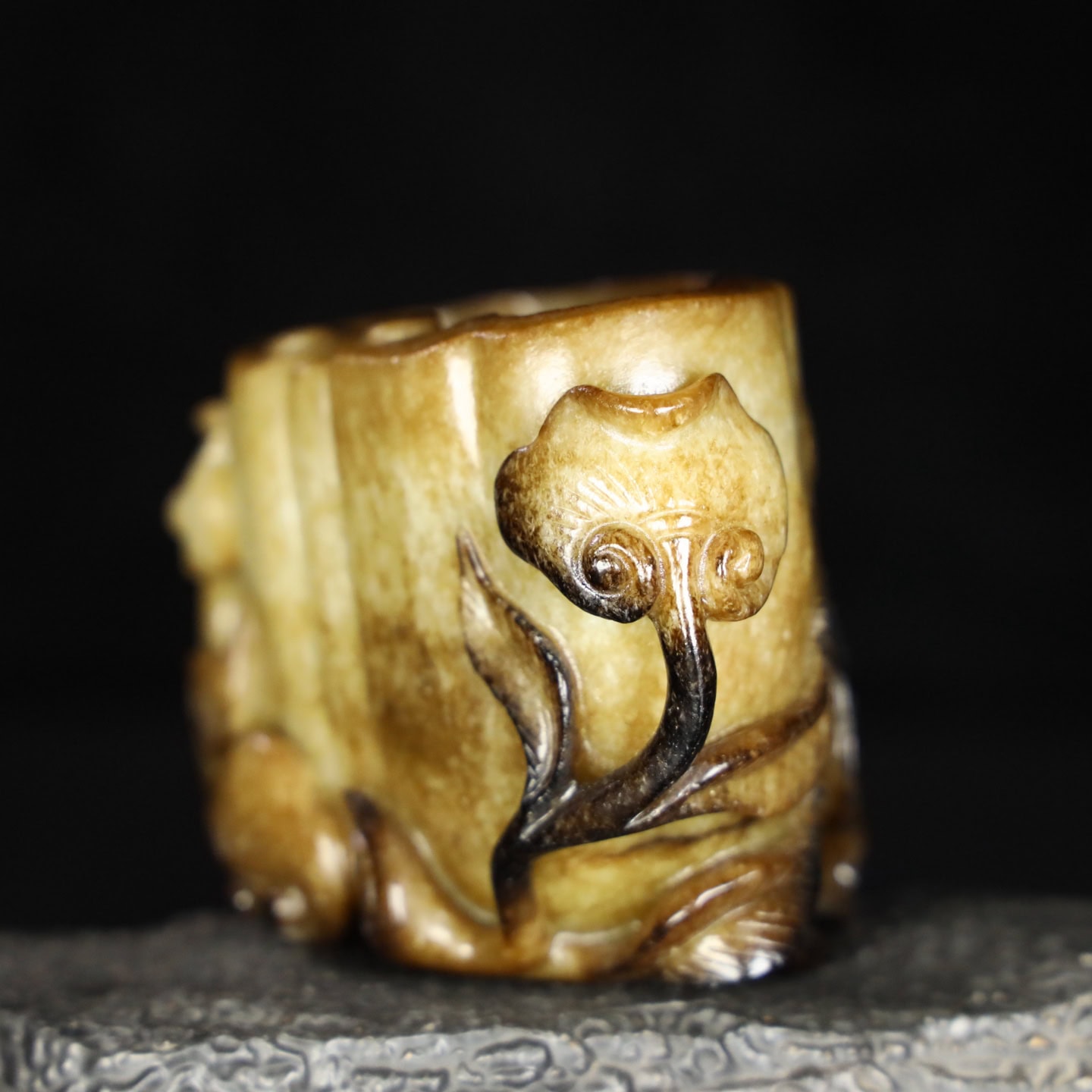 Chinese Natural Jade Carved brush washers