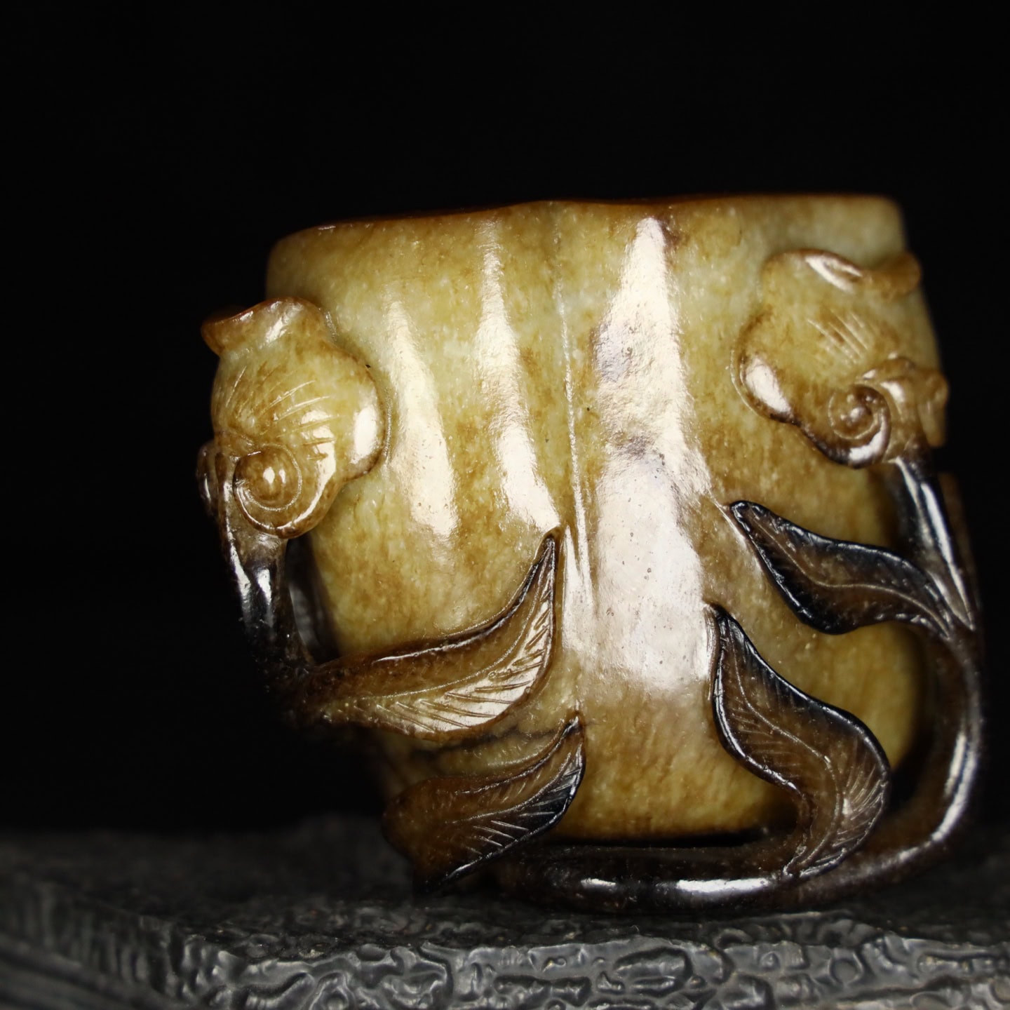 Chinese Natural Jade Carved brush washers