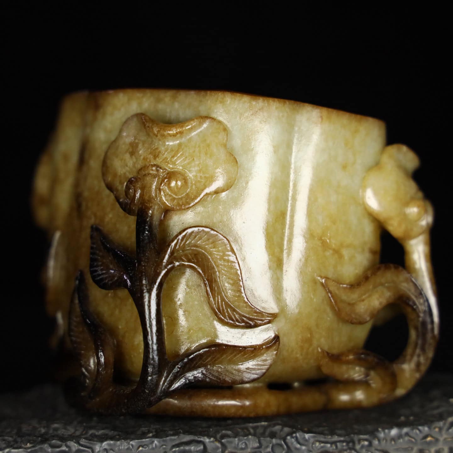 Chinese Natural Jade Carved brush washers
