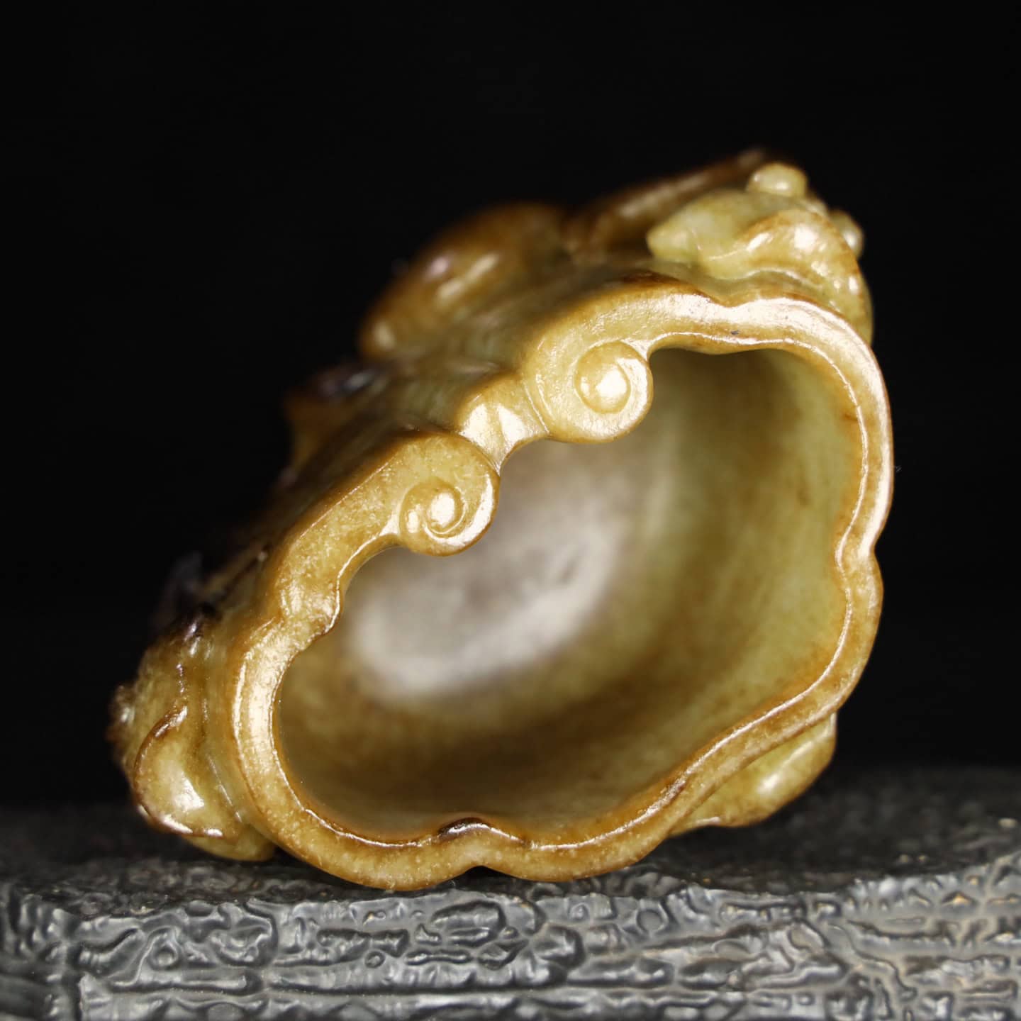Chinese Natural Jade Carved brush washers