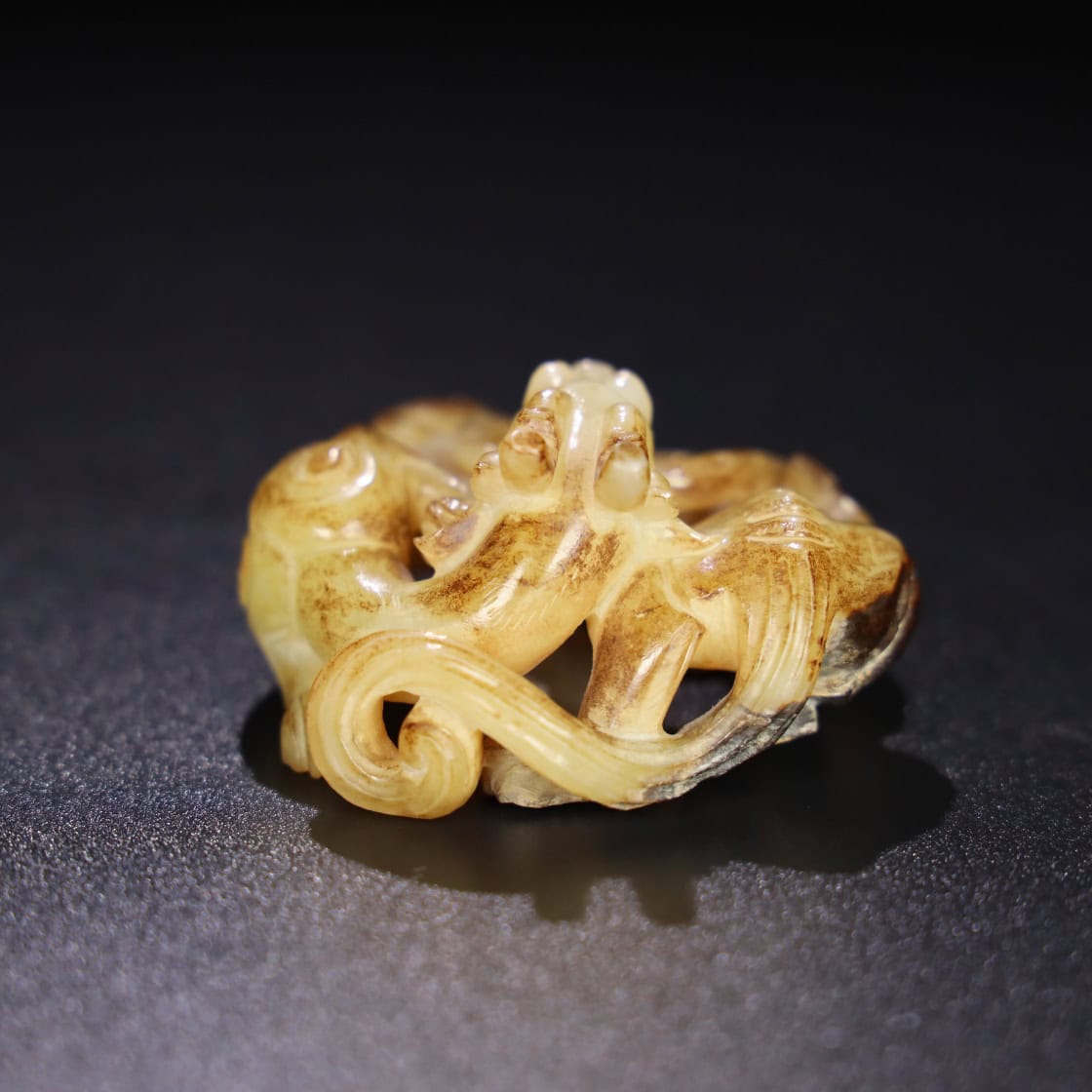 Chinese Natural Jade Carved dragon handle