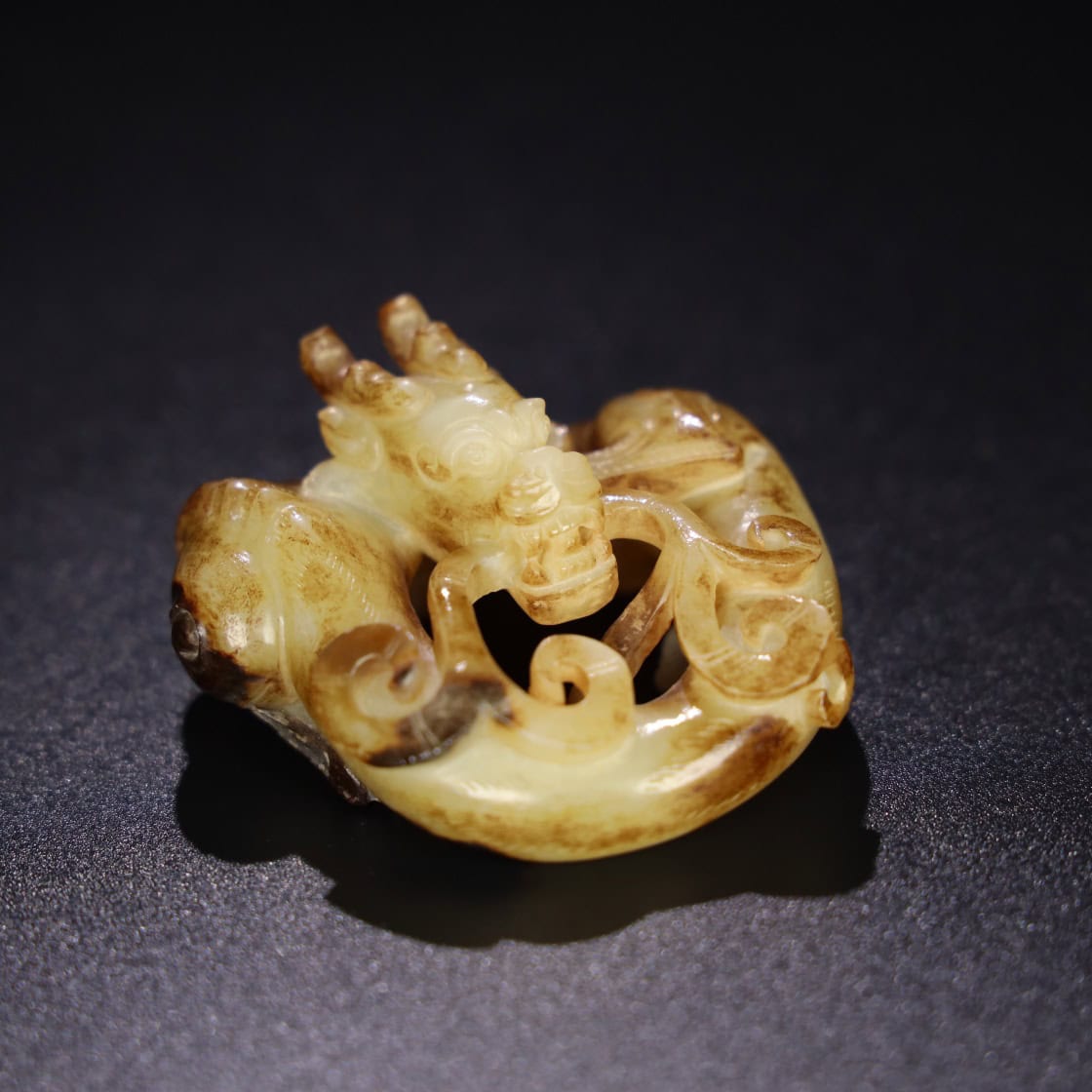 Chinese Natural Jade Carved dragon handle