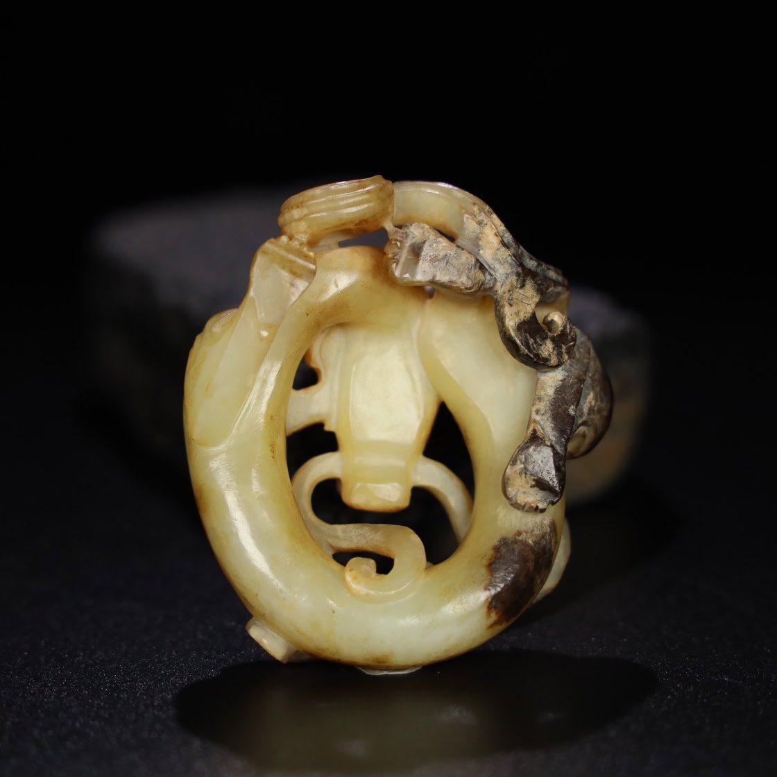 Chinese Natural Jade Carved dragon handle