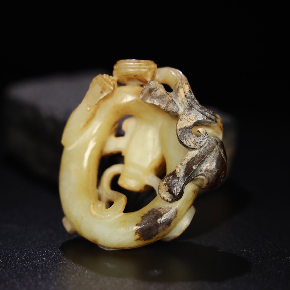 Chinese Natural Jade Carved dragon handle