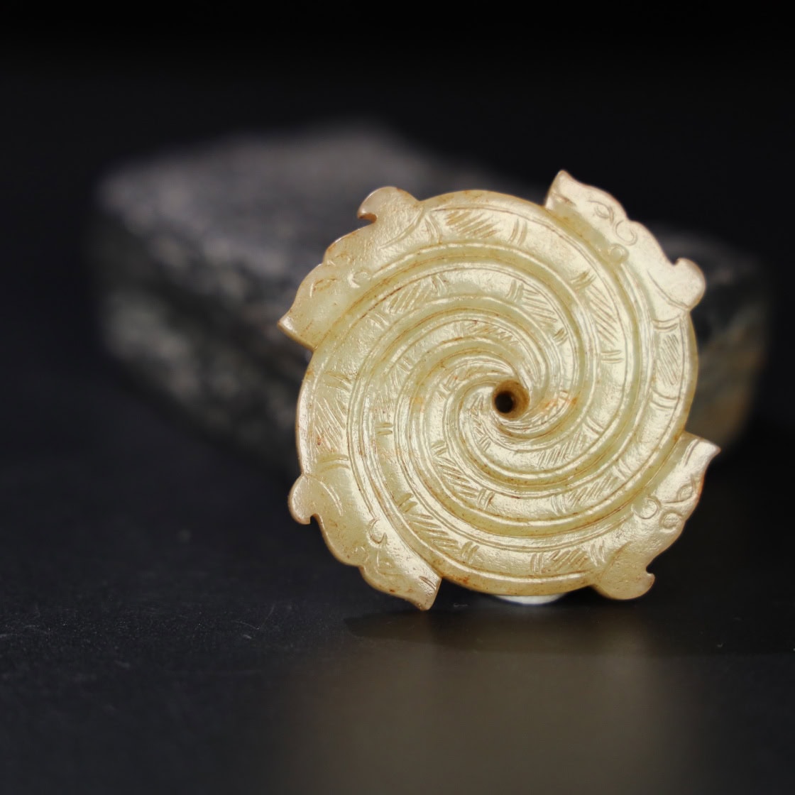 Chinese Natural Jade Carved Xuanji