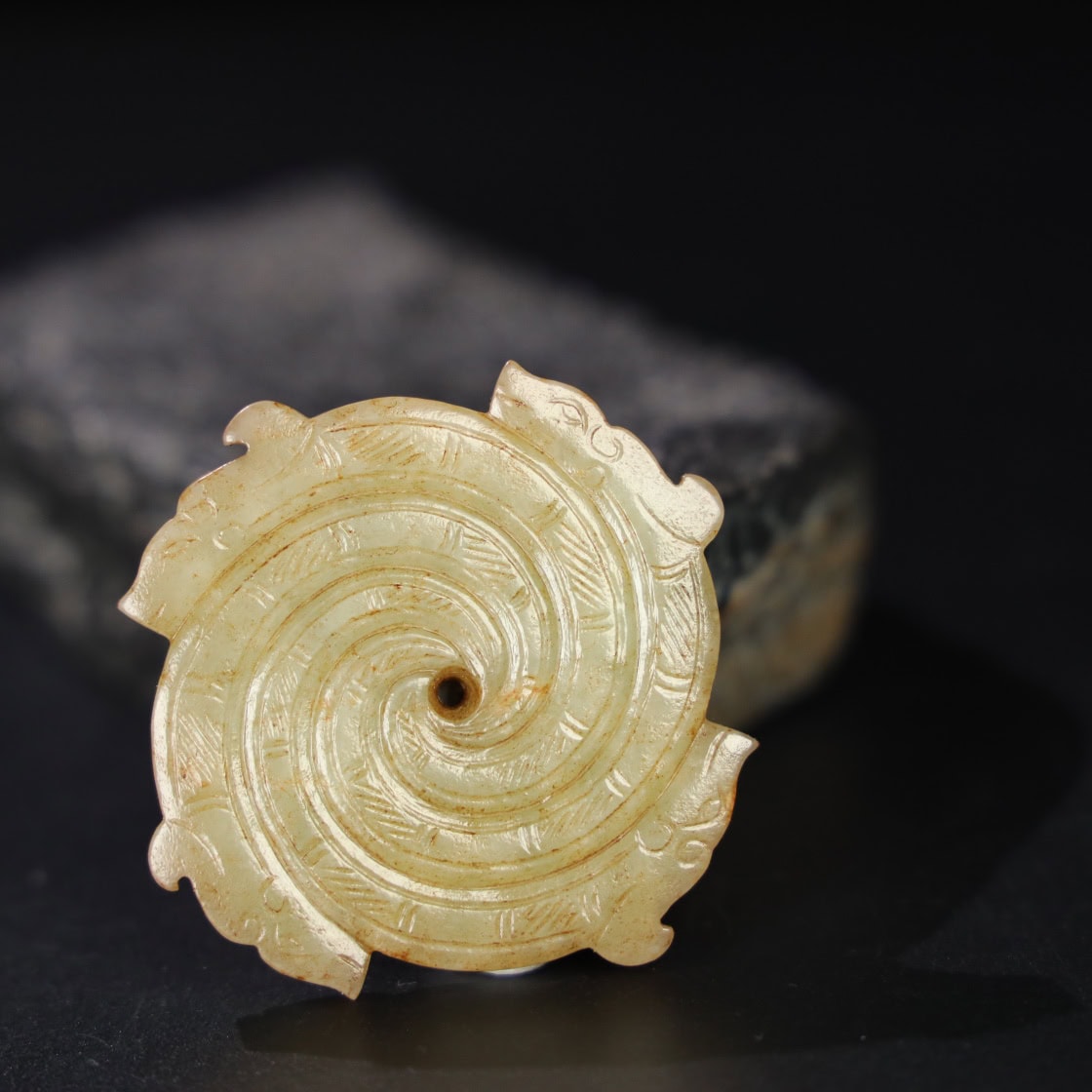 Chinese Natural Jade Carved Xuanji