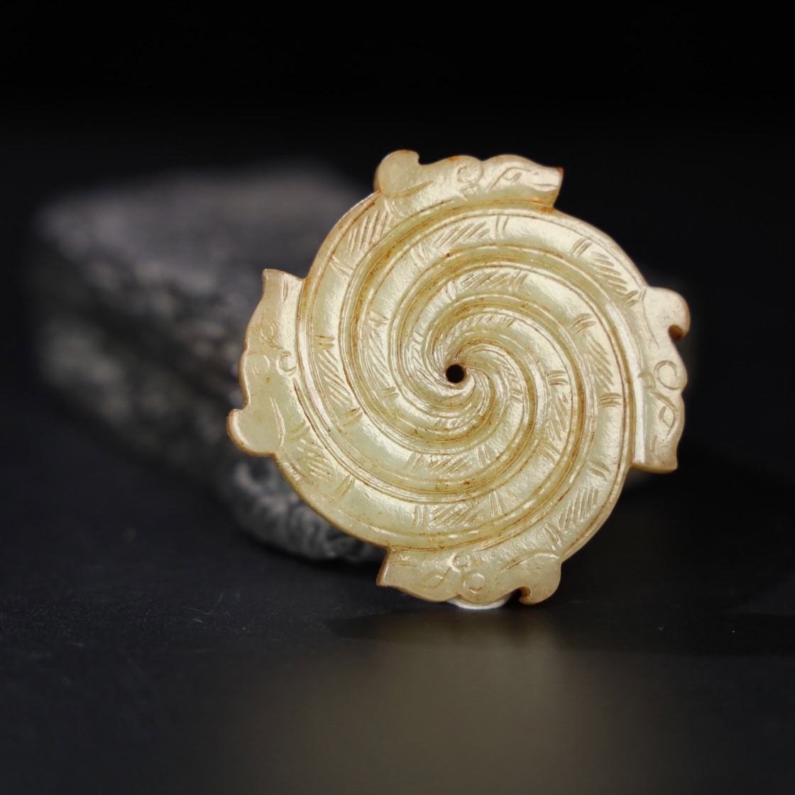Chinese Natural Jade Carved Xuanji