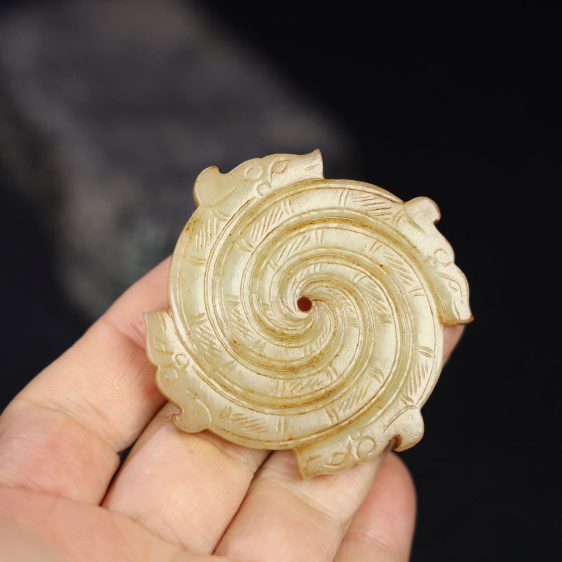 Chinese Natural Jade Carved Xuanji