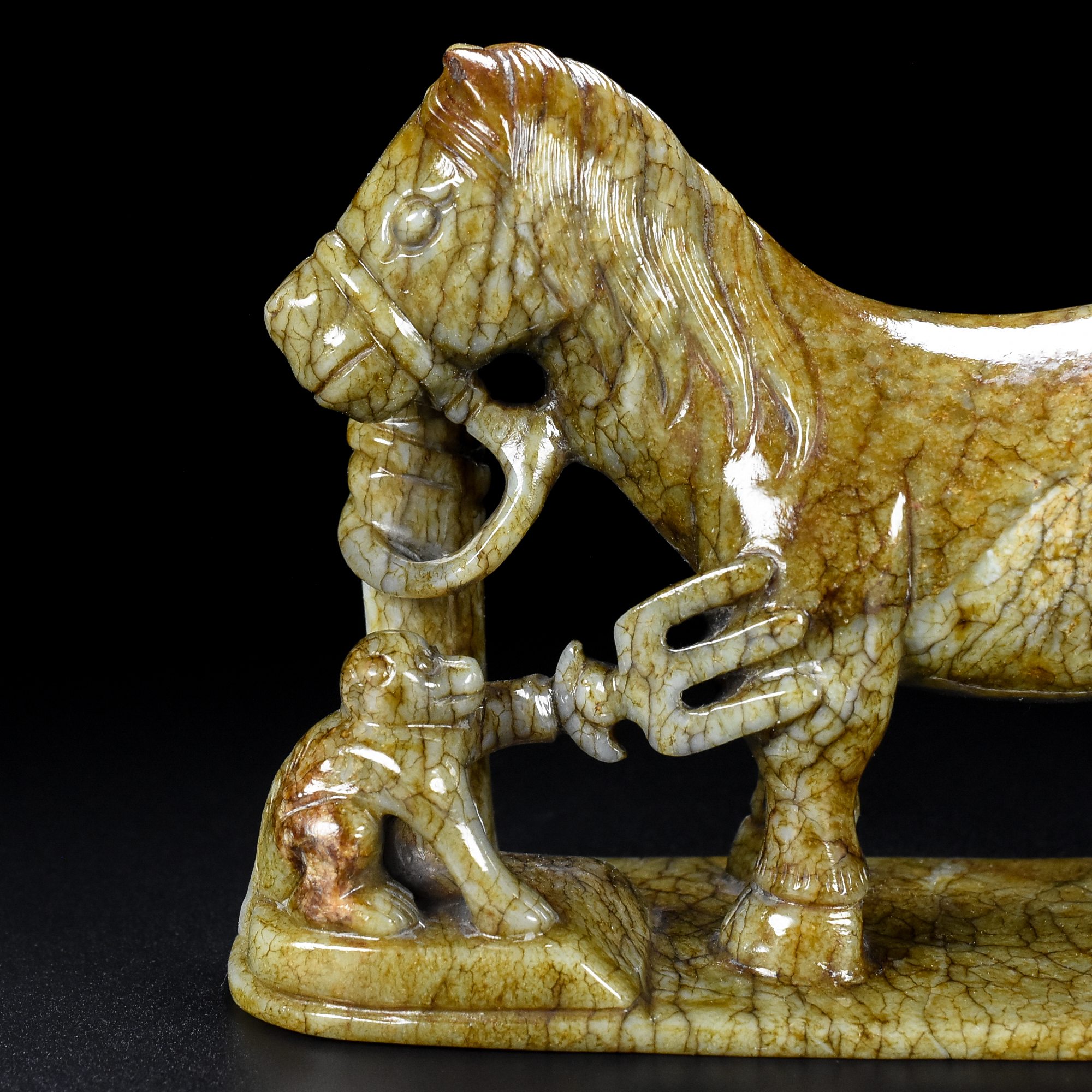 Chinese Natural Jade Carved Horse Statue
