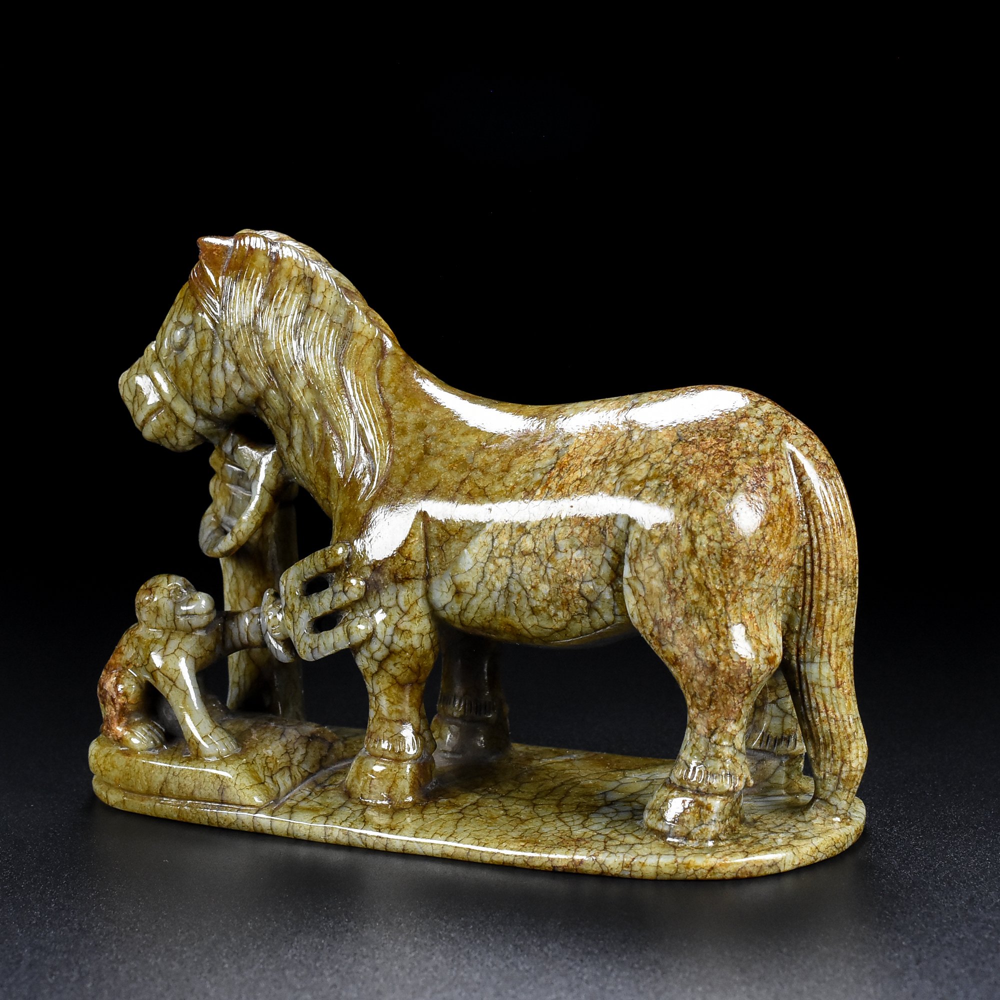 Chinese Natural Jade Carved Horse Statue