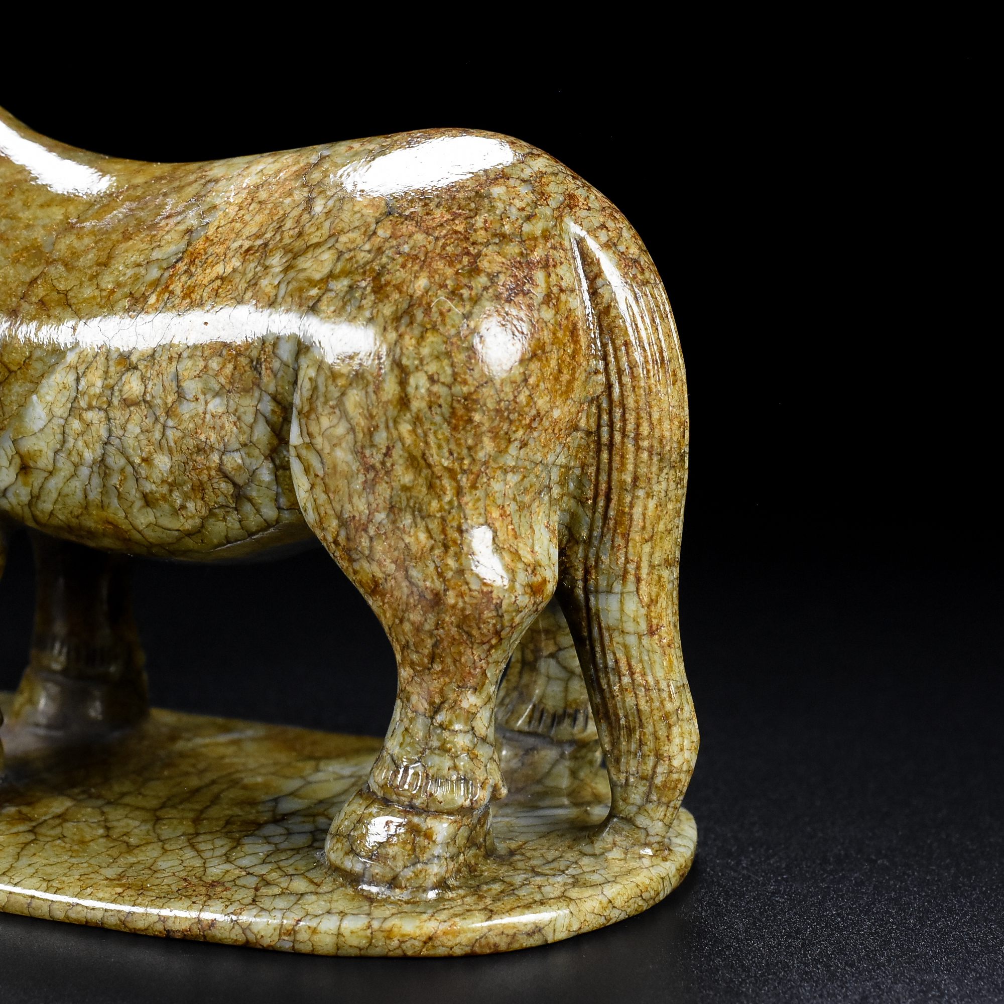 Chinese Natural Jade Carved Horse Statue