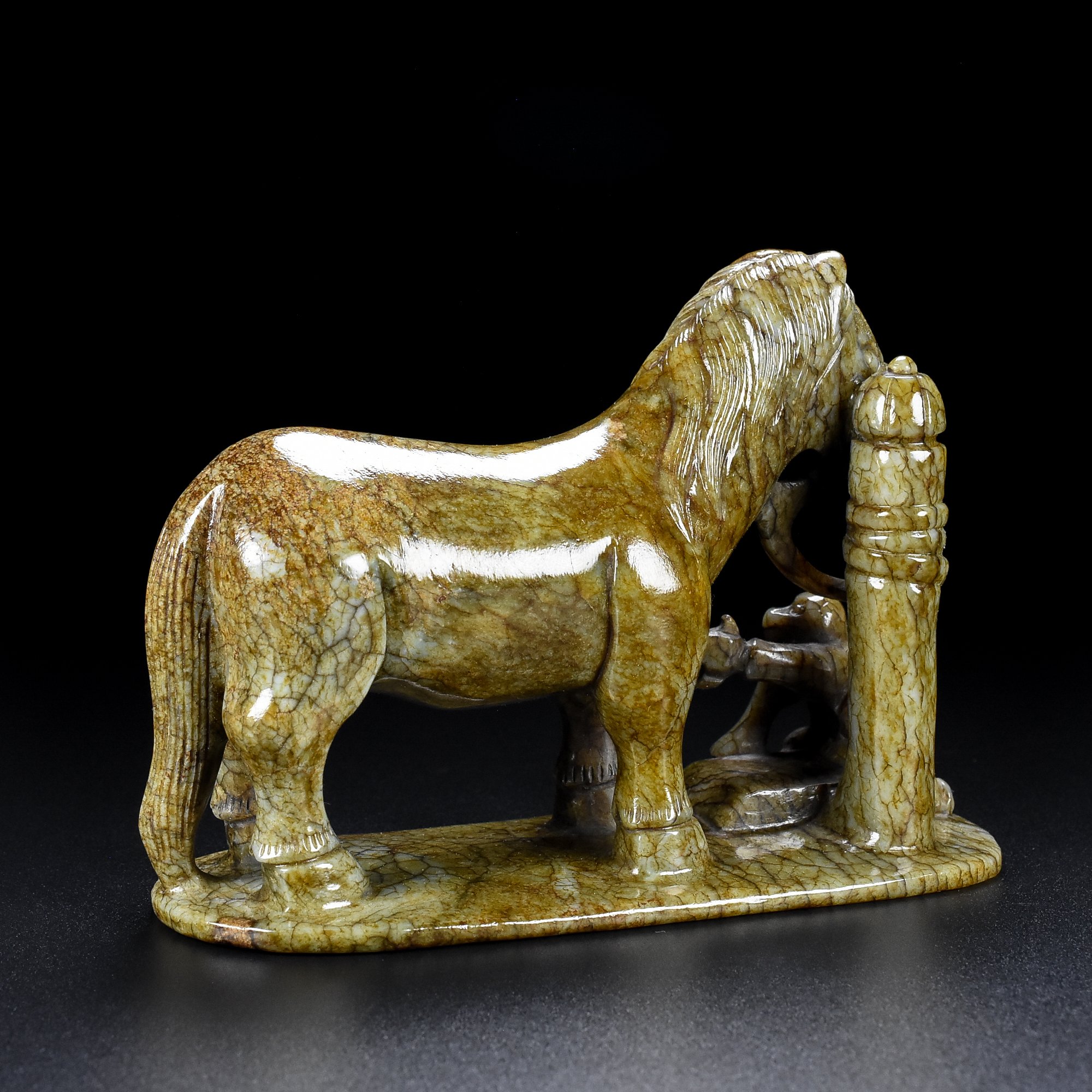 Chinese Natural Jade Carved Horse Statue