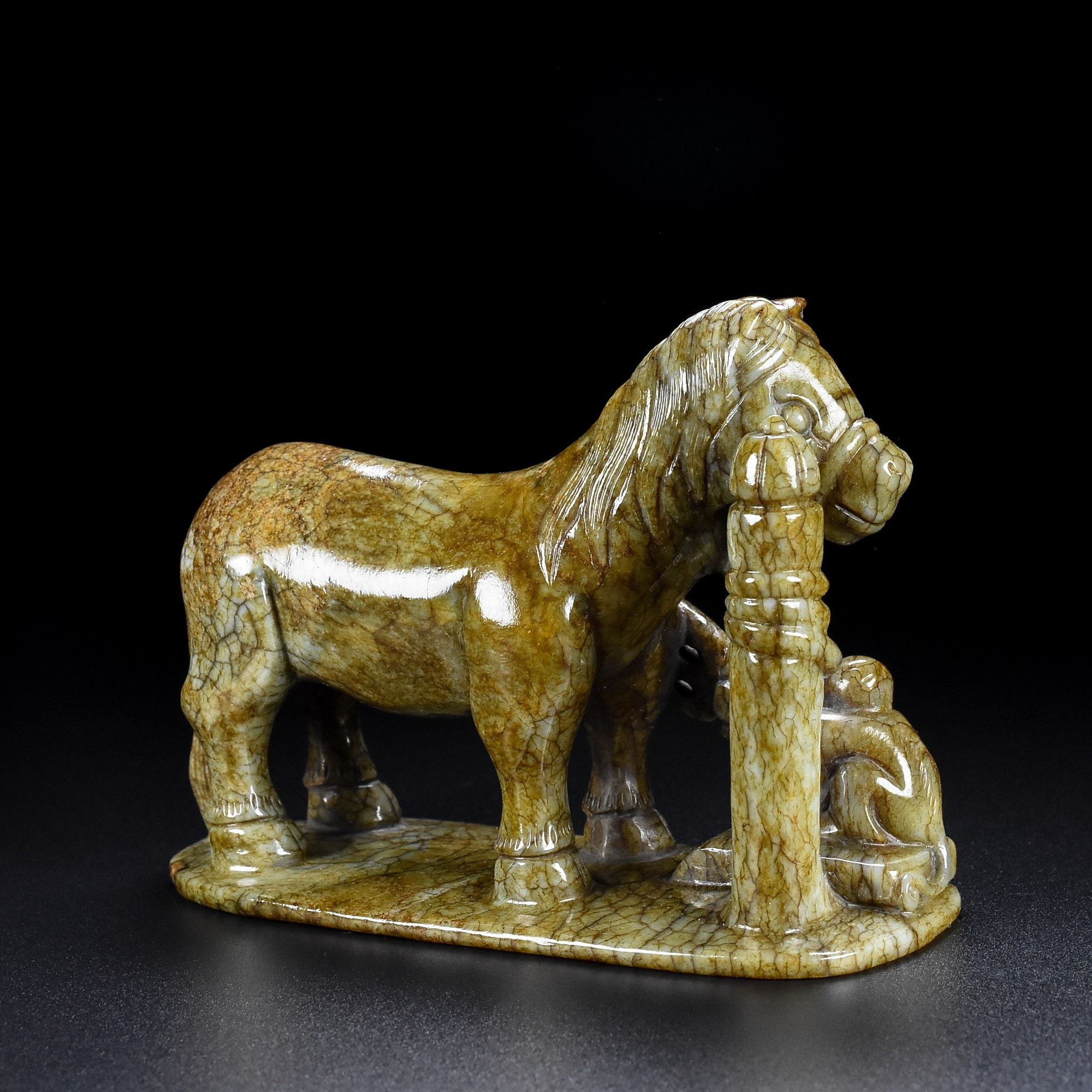 Chinese Natural Jade Carved Horse Statue