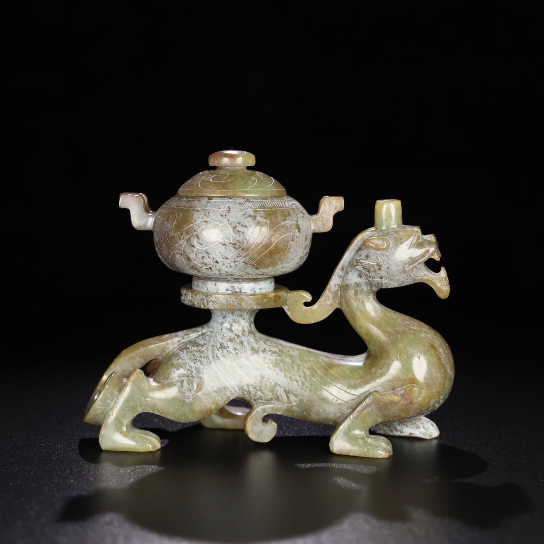 Chinese Natural Jade Carved incense burner
