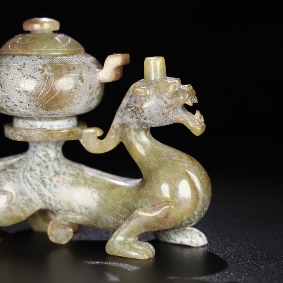 Chinese Natural Jade Carved incense burner