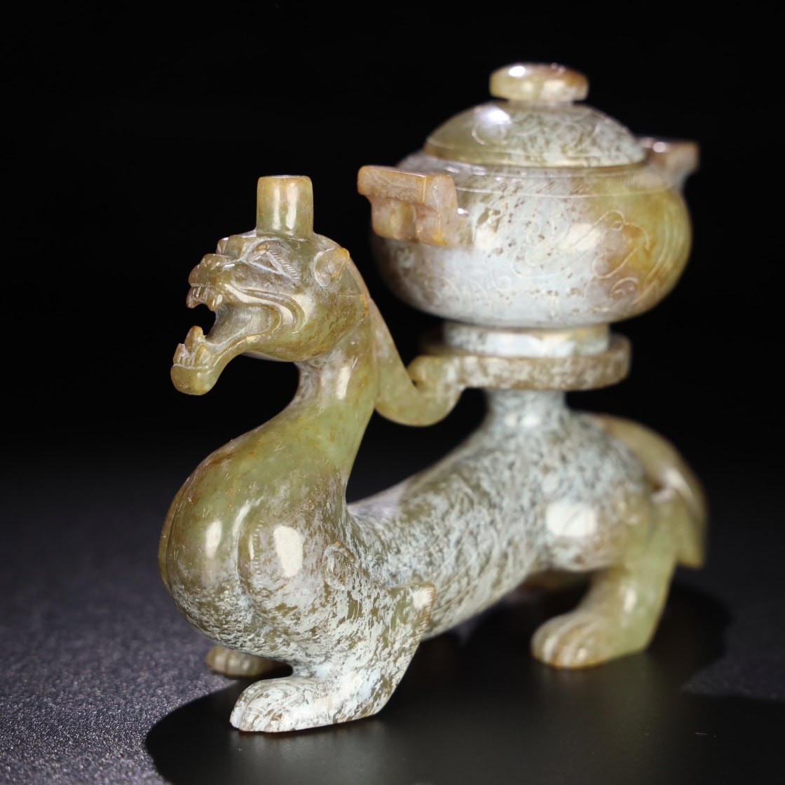 Chinese Natural Jade Carved incense burner