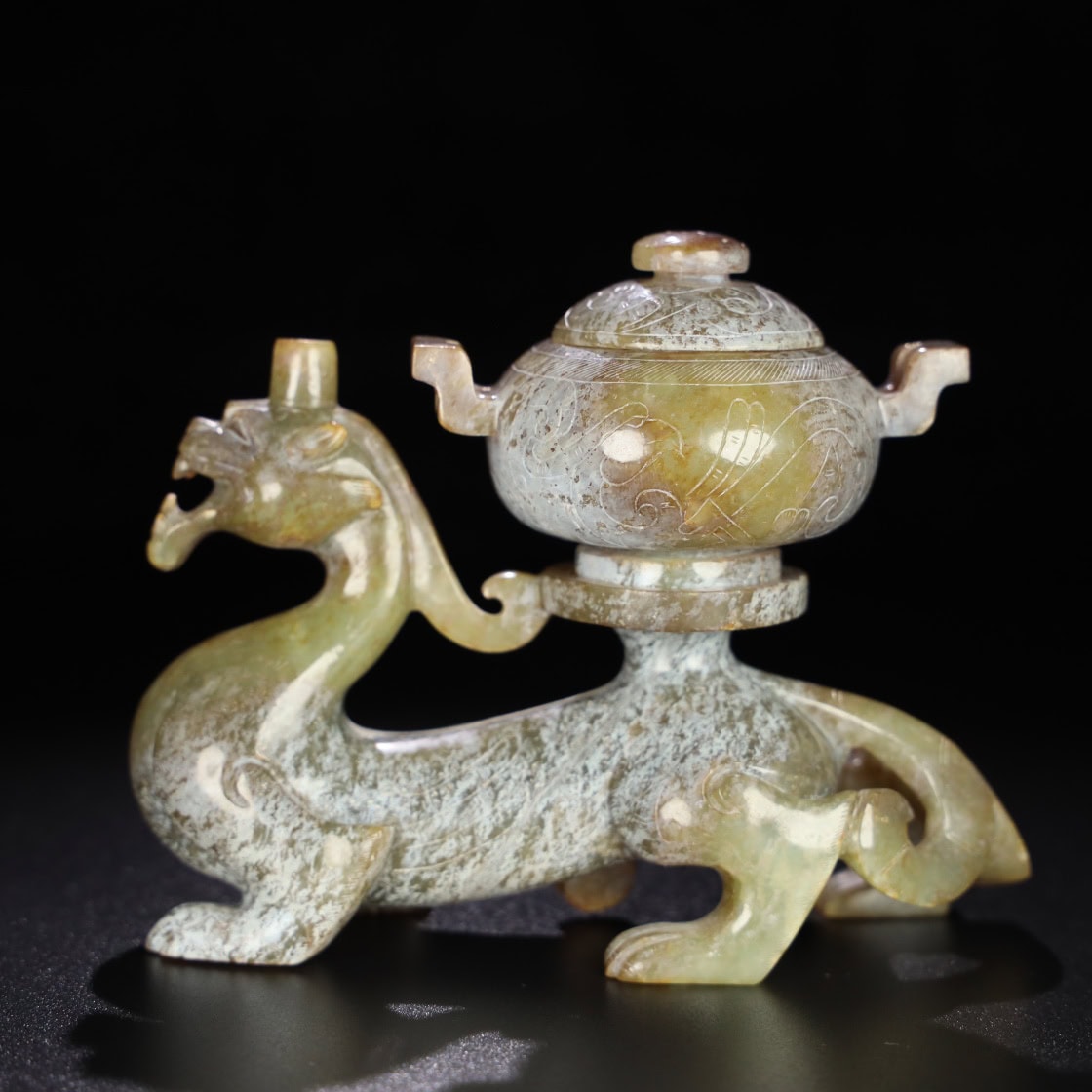 Chinese Natural Jade Carved incense burner