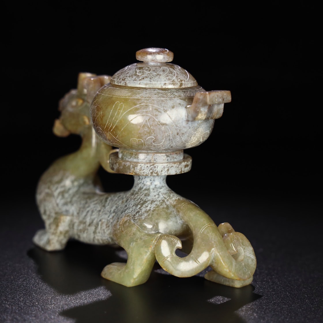 Chinese Natural Jade Carved incense burner