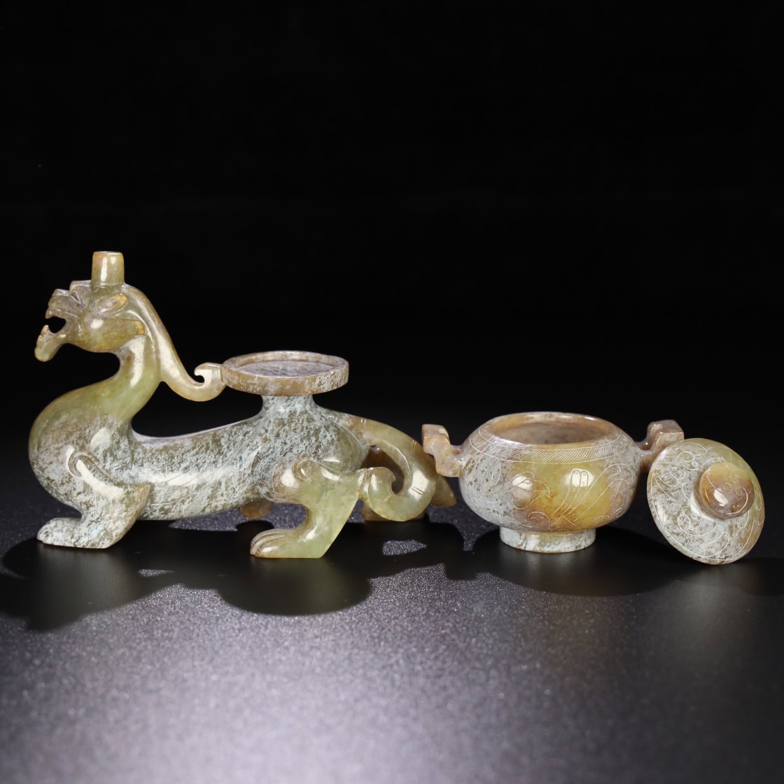Chinese Natural Jade Carved incense burner