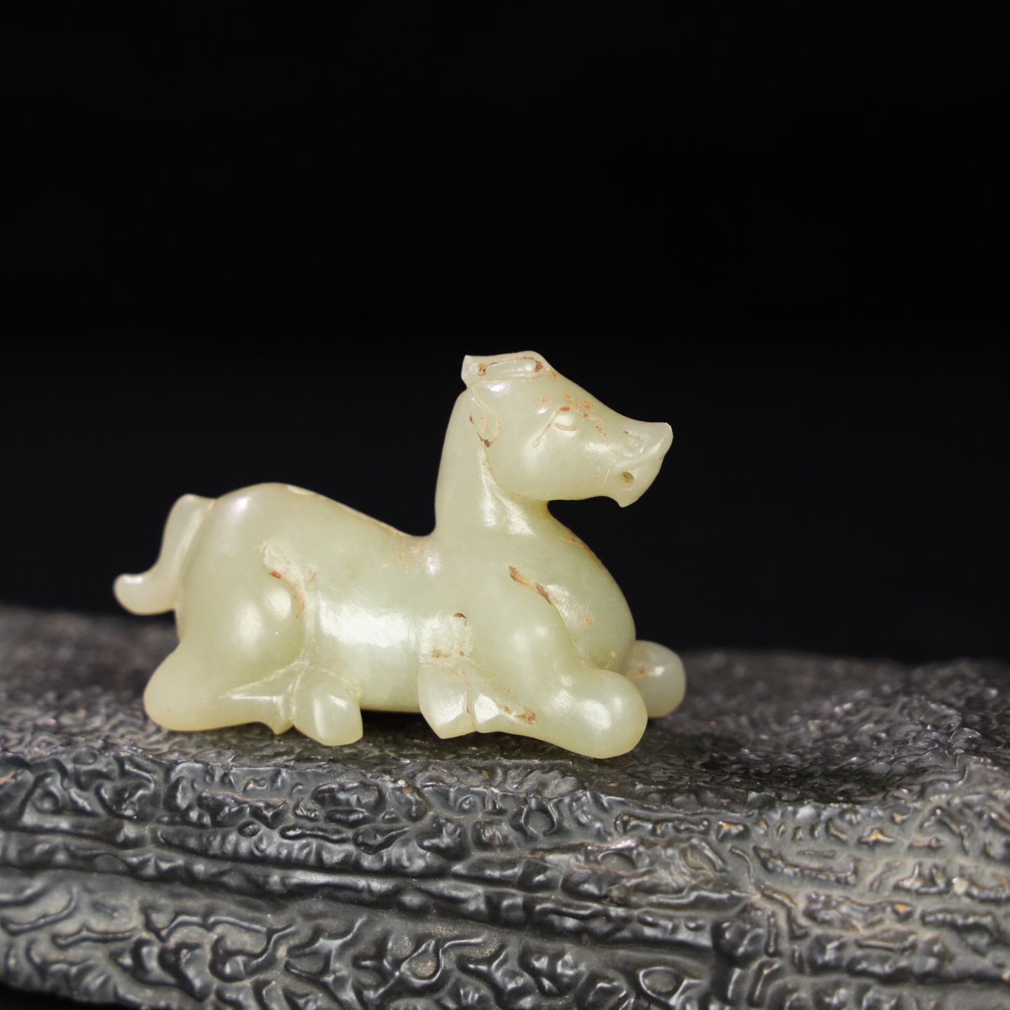 Chinese Natural Jade Carved animal handles