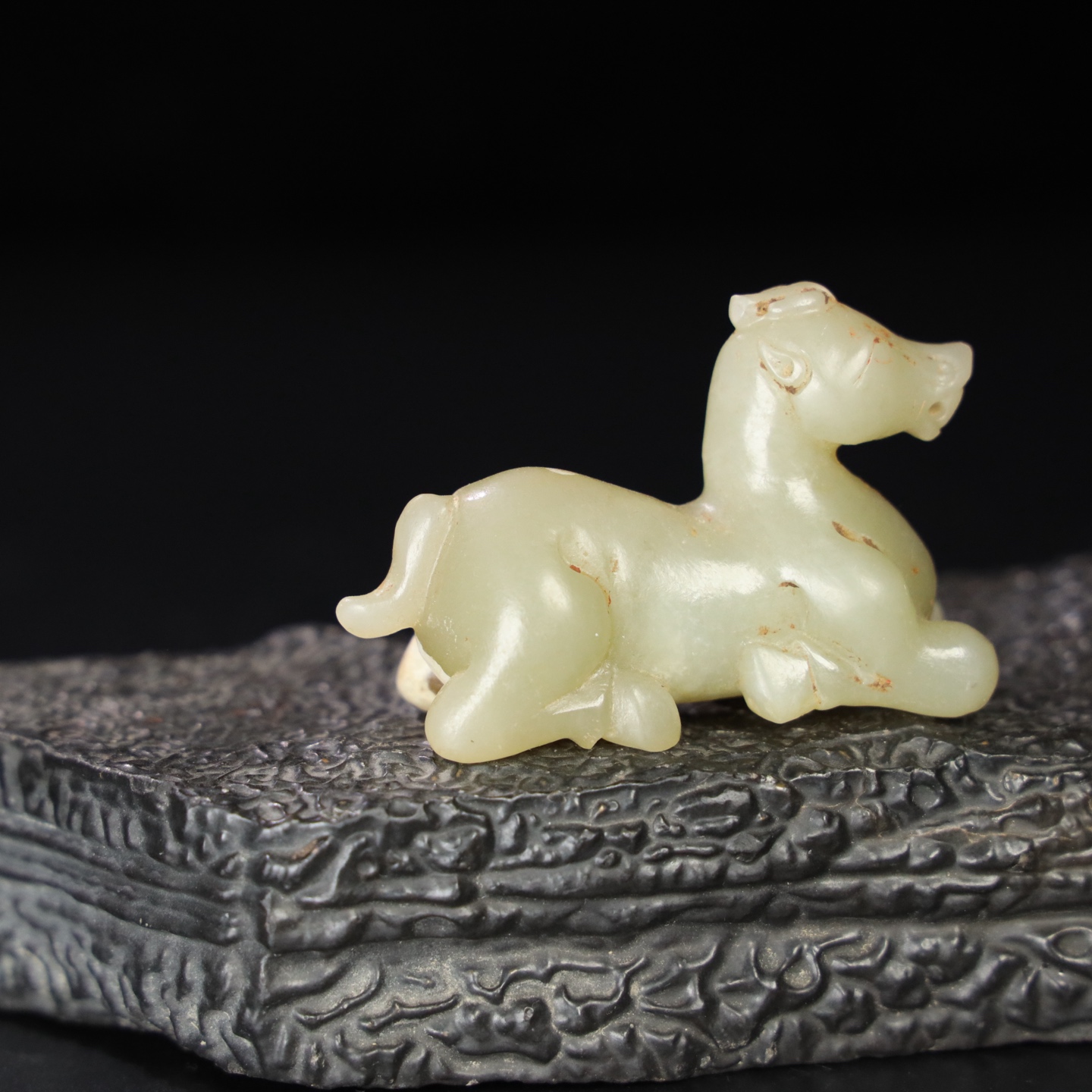 Chinese Natural Jade Carved animal handles