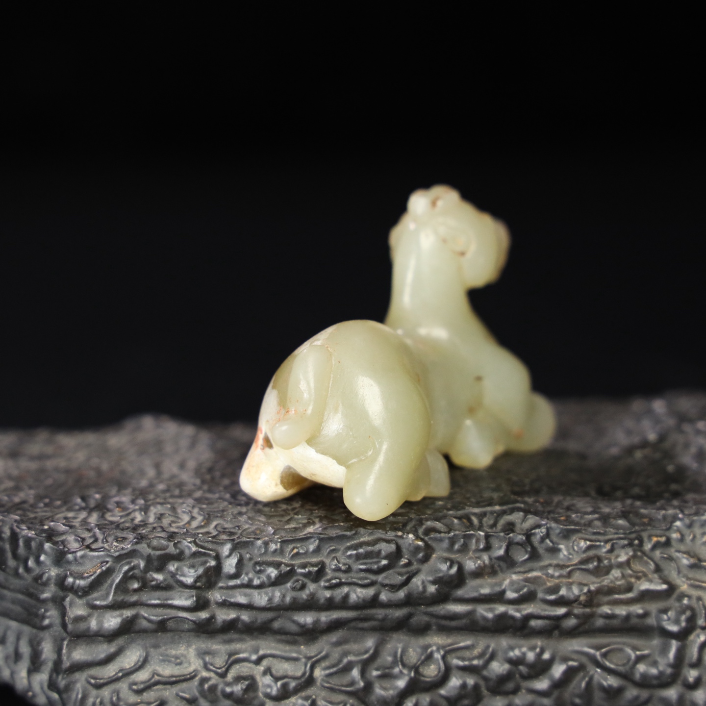 Chinese Natural Jade Carved animal handles