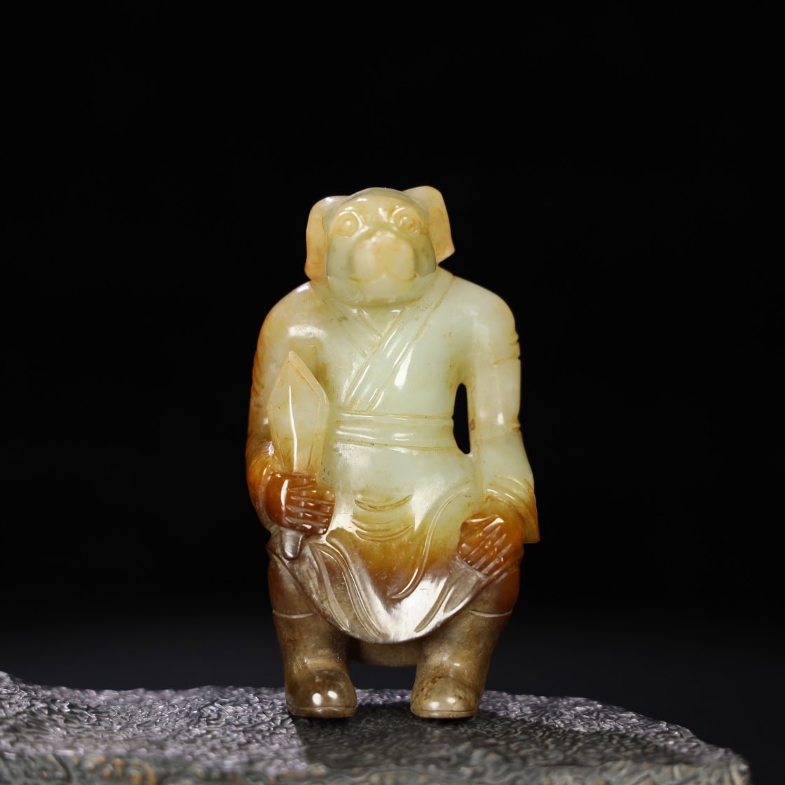 Chinese Natural Jade Carved Beast Statue