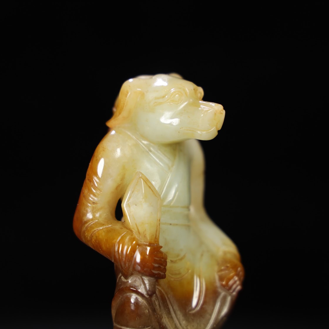 Chinese Natural Jade Carved Beast Statue