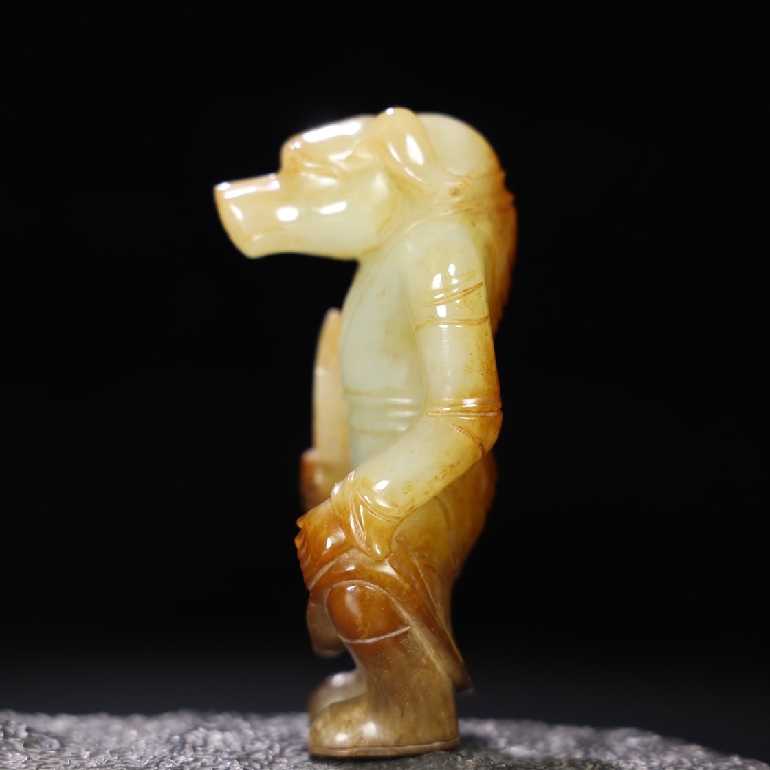 Chinese Natural Jade Carved Beast Statue