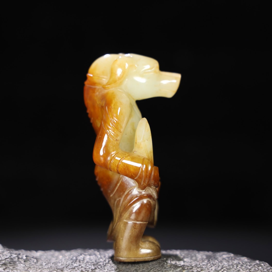 Chinese Natural Jade Carved Beast Statue
