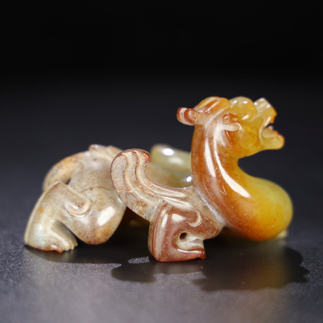 Chinese Natural Jade Carved animals statue