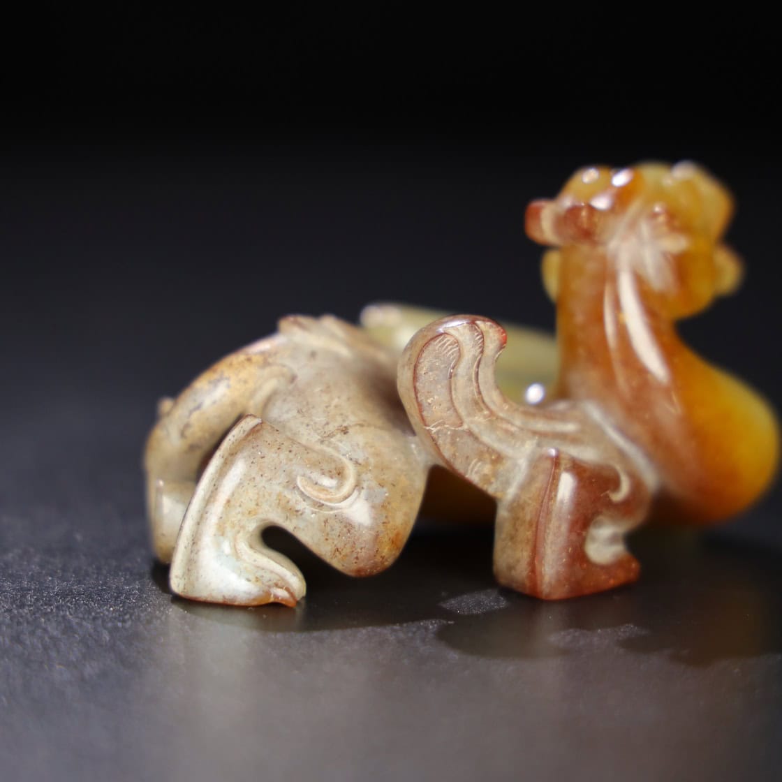 Chinese Natural Jade Carved animals statue