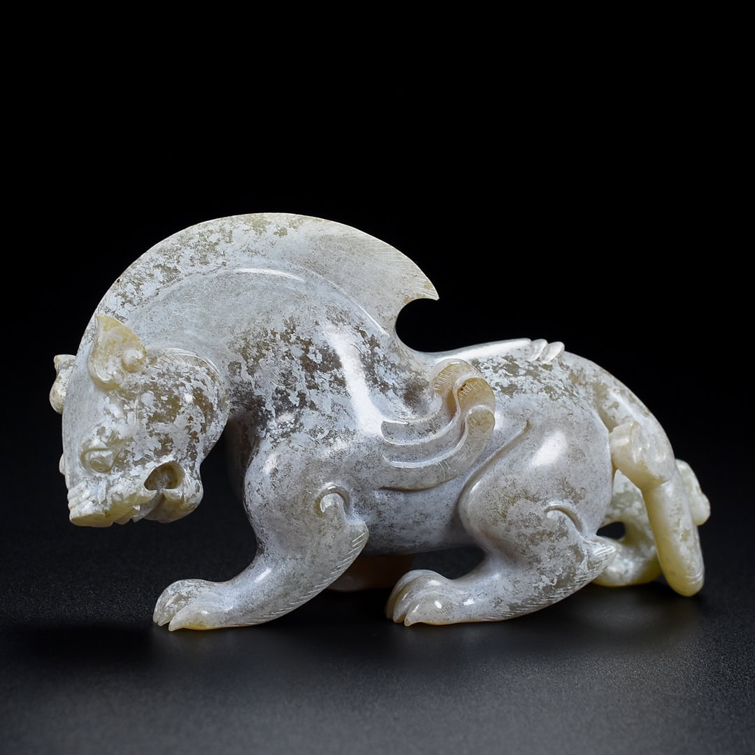 Chinese Natural Jade Carved beasts statue