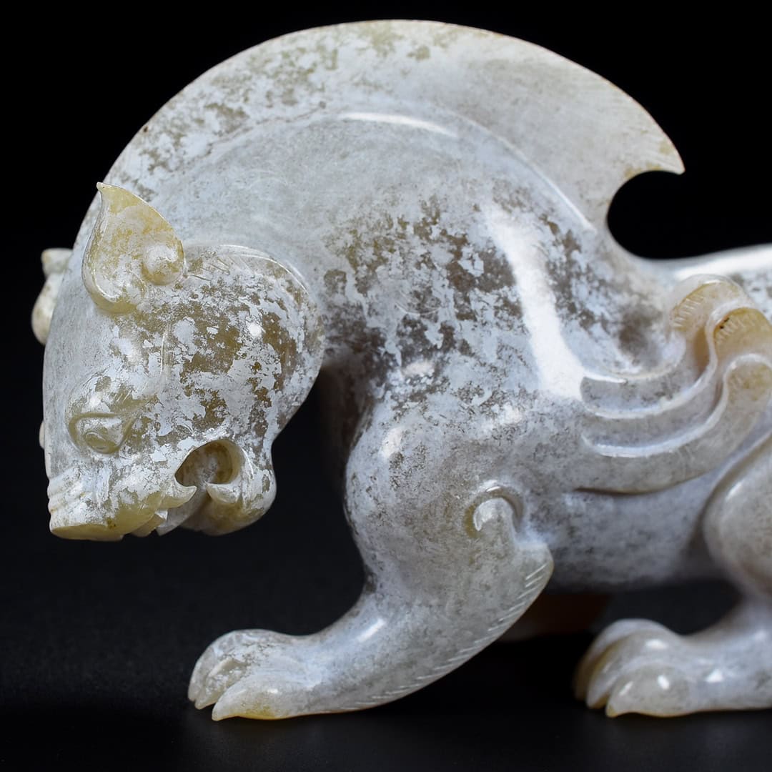 Chinese Natural Jade Carved beasts statue