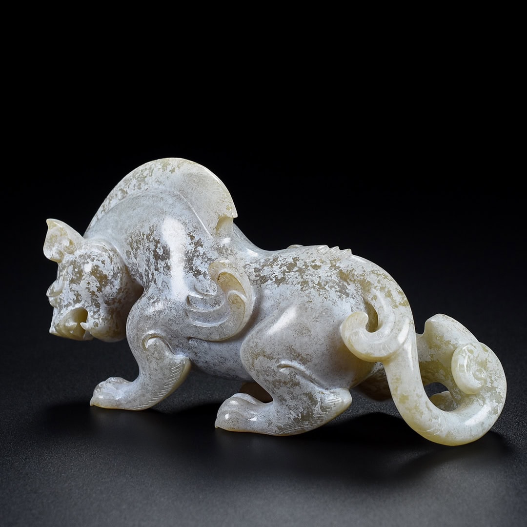 Chinese Natural Jade Carved beasts statue
