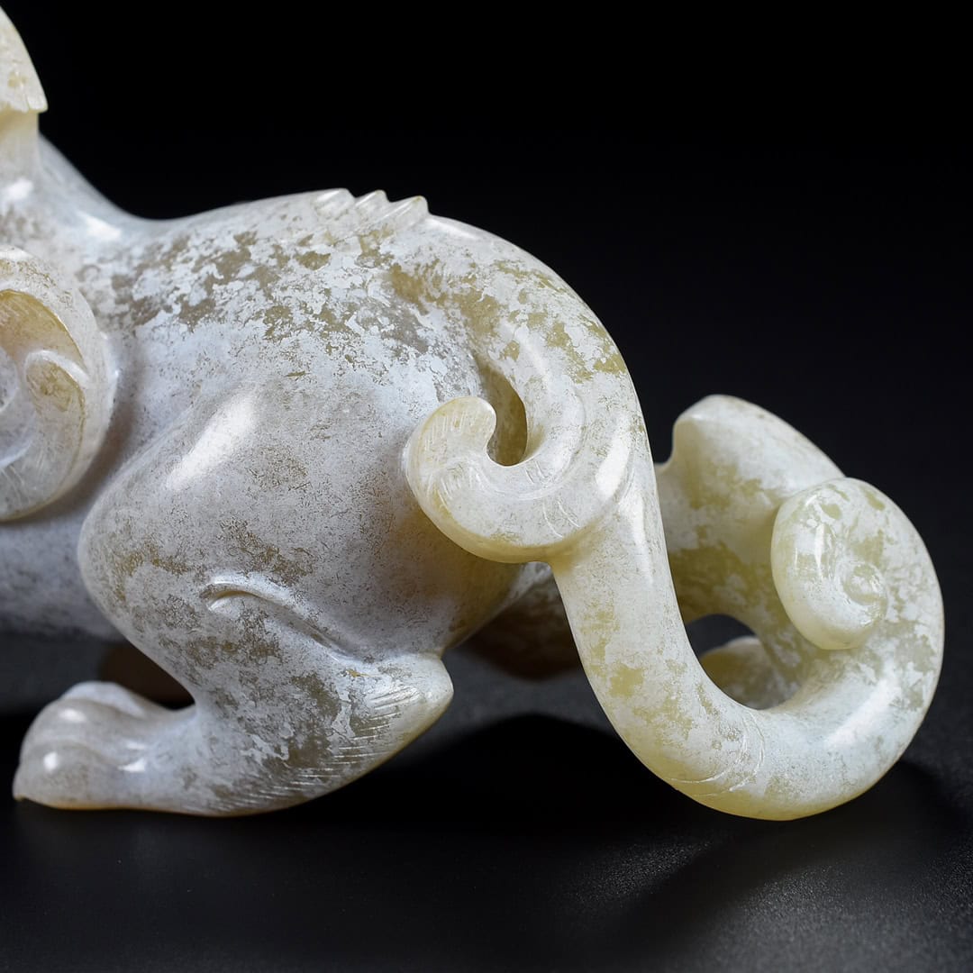 Chinese Natural Jade Carved beasts statue