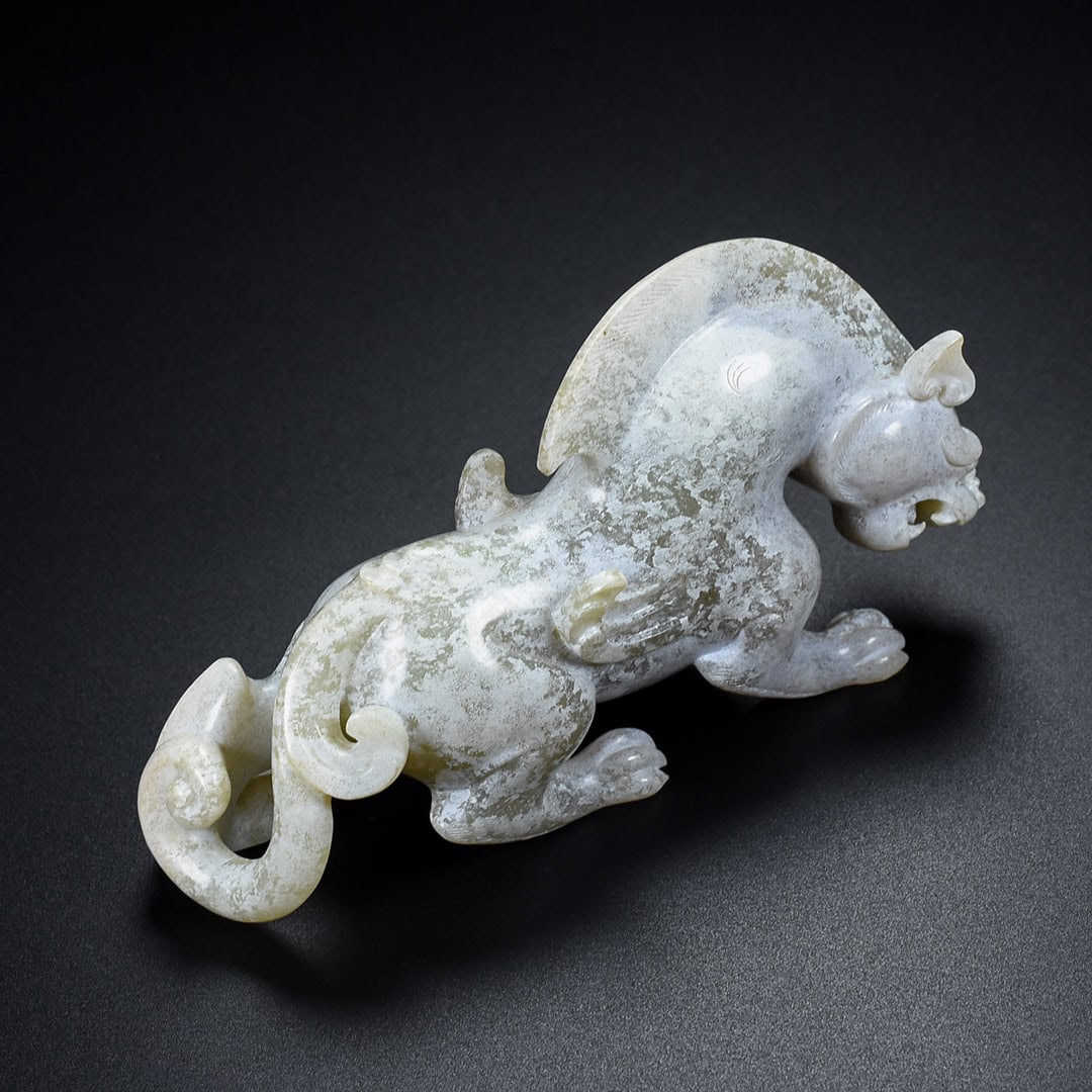 Chinese Natural Jade Carved beasts statue