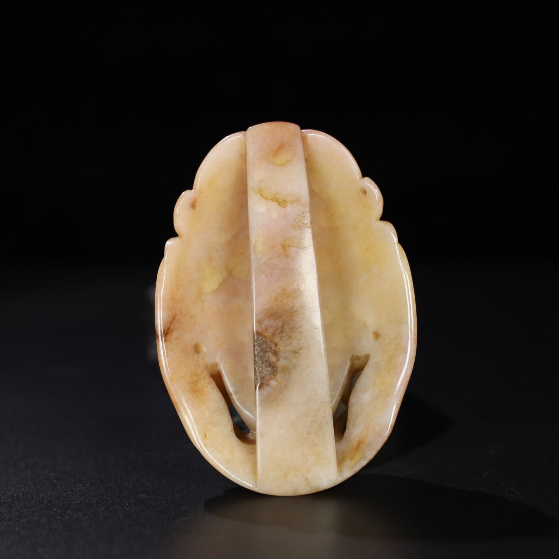 Chinese Natural Jade Carved animal-faced belt buckle