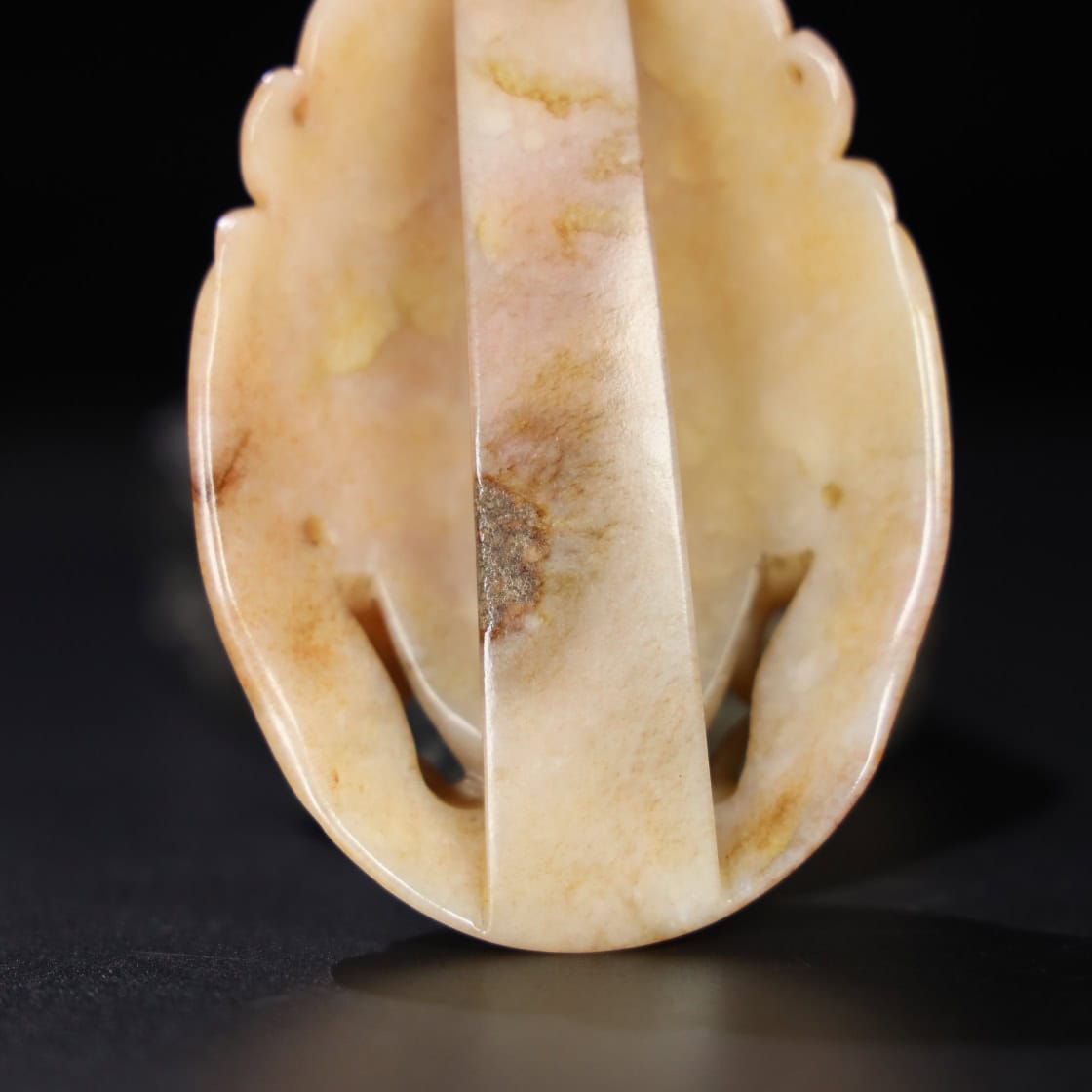 Chinese Natural Jade Carved animal-faced belt buckle
