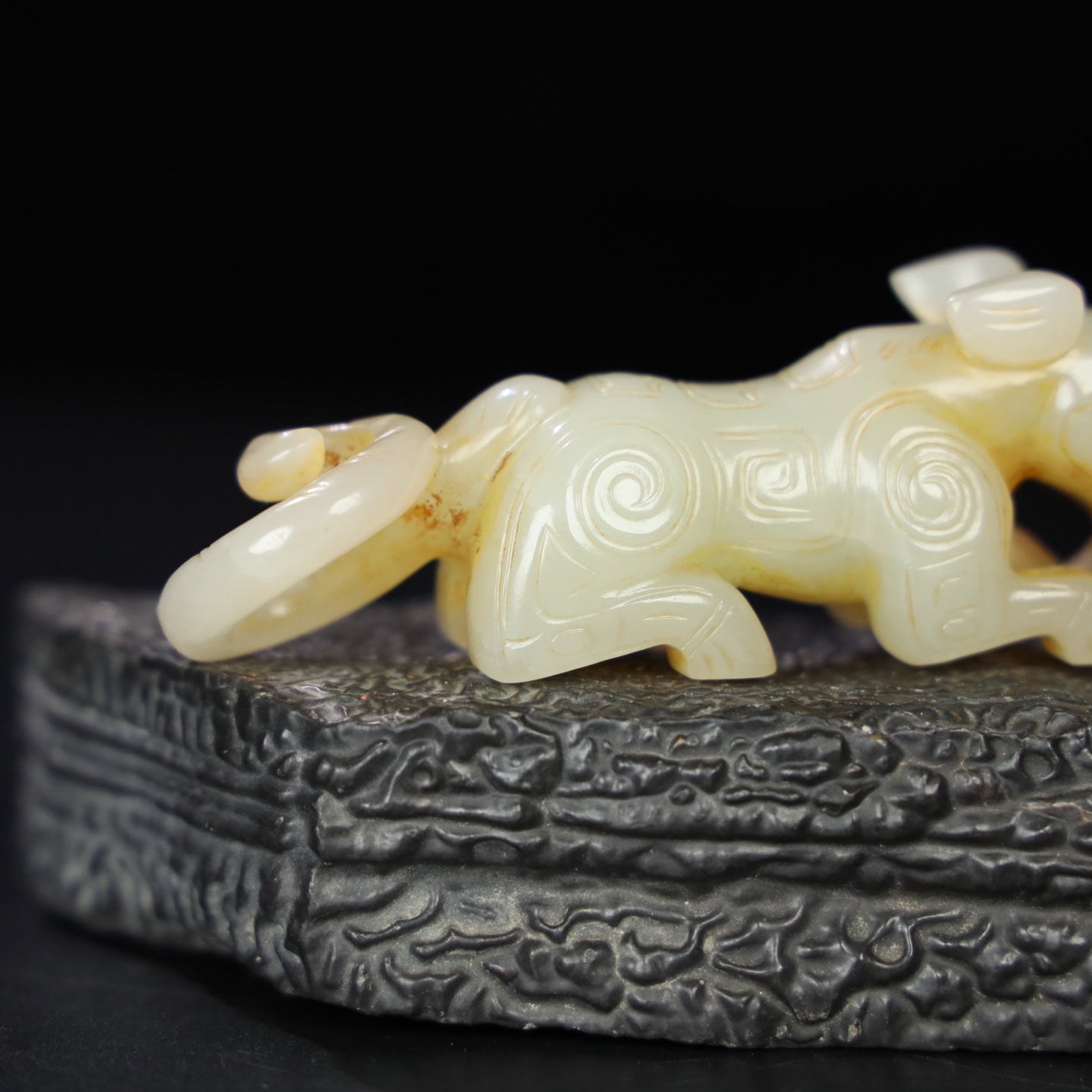 Chinese Natural Jade Carved tiger-eating beast