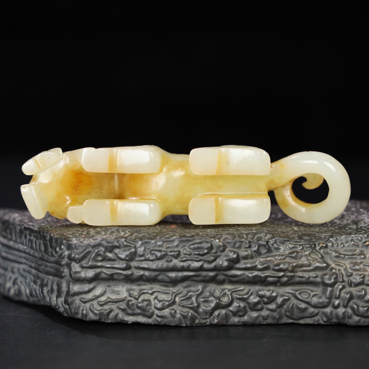 Chinese Natural Jade Carved tiger-eating beast