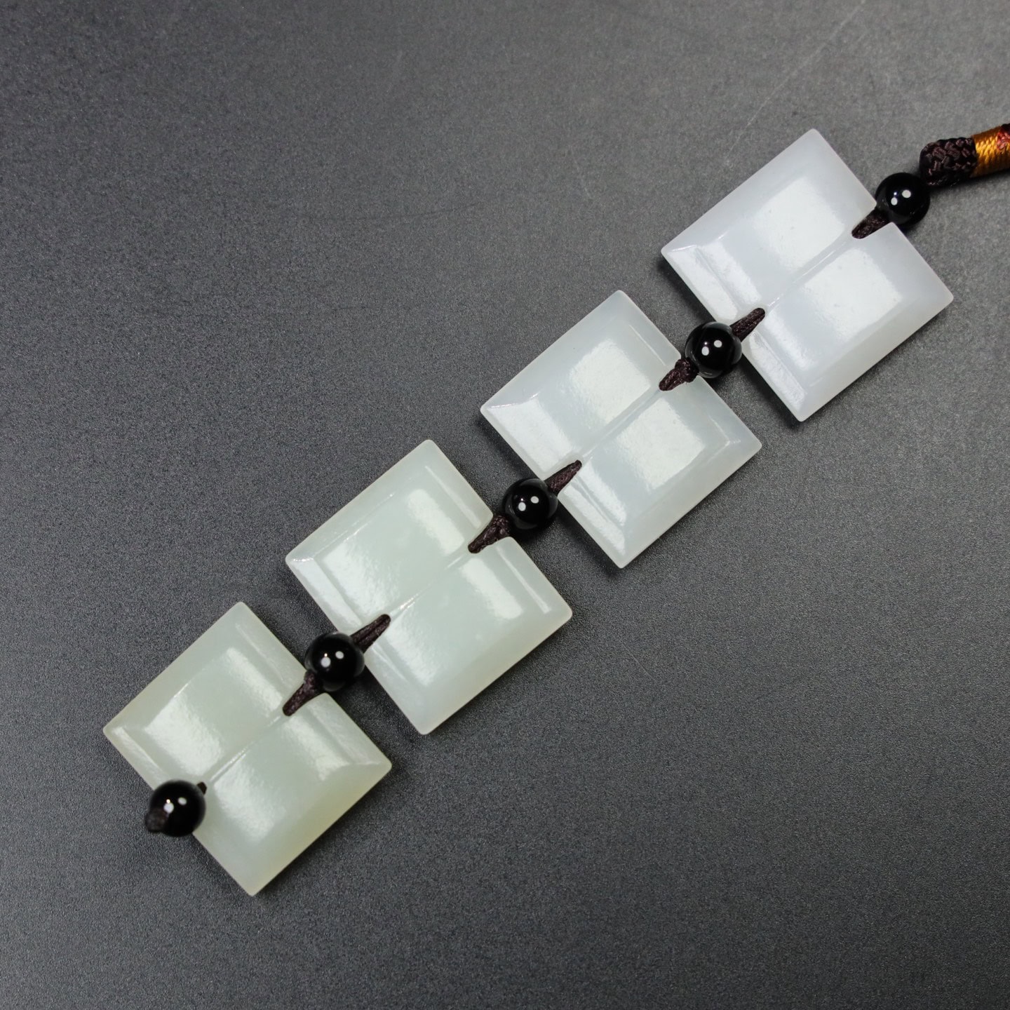 Chinese Natural Jade Carved I-shaped Pendant