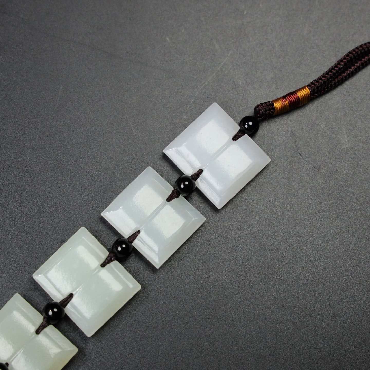 Chinese Natural Jade Carved I-shaped Pendant