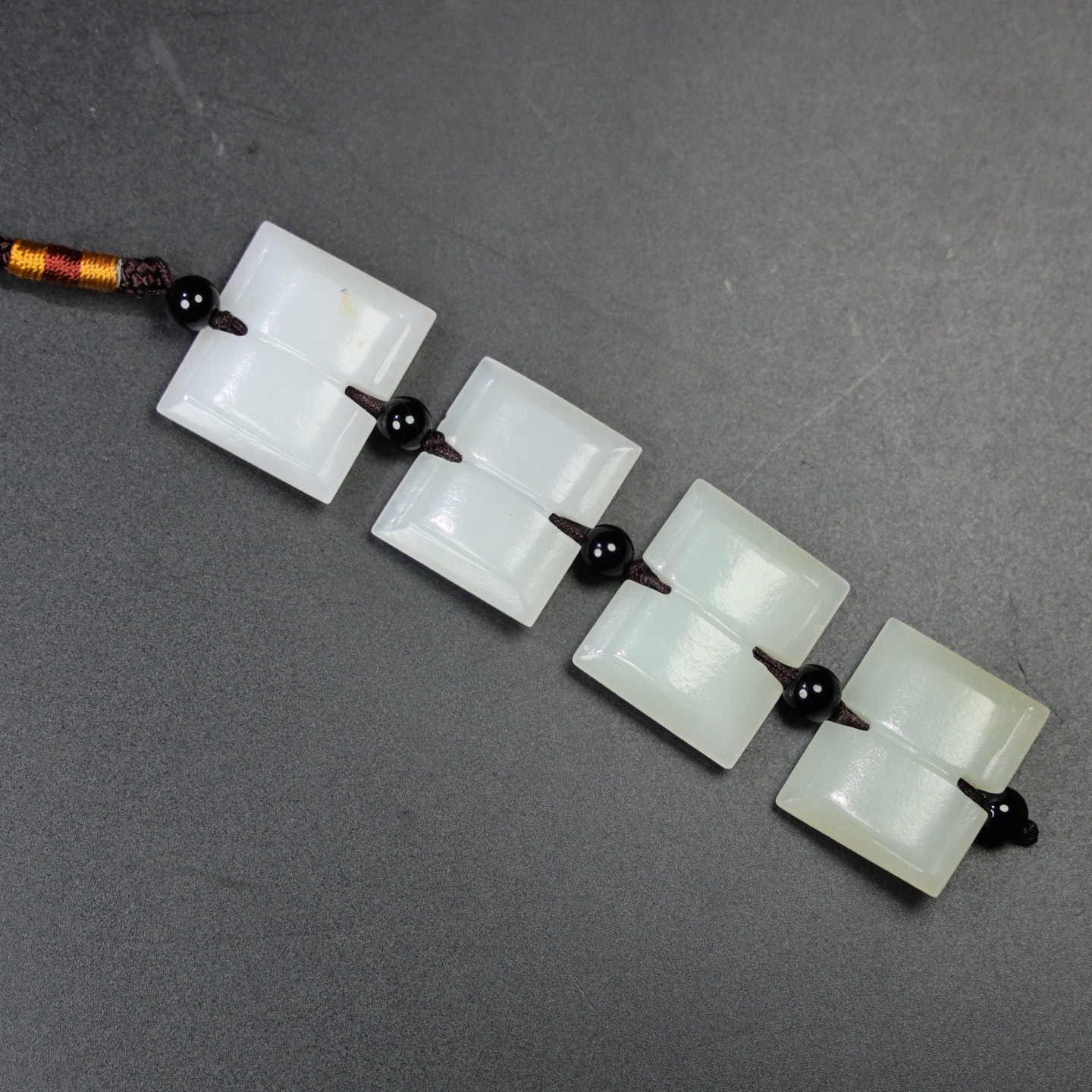 Chinese Natural Jade Carved I-shaped Pendant