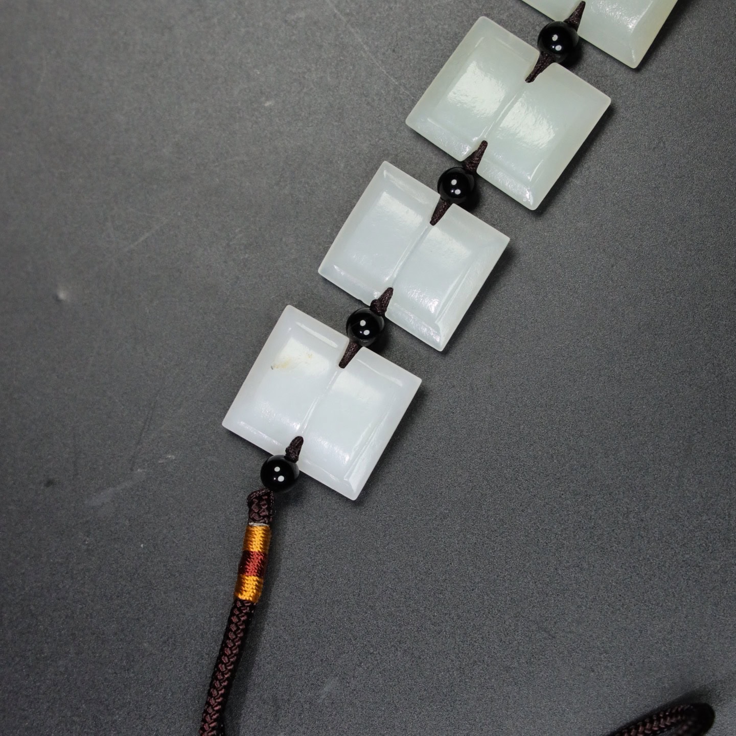 Chinese Natural Jade Carved I-shaped Pendant