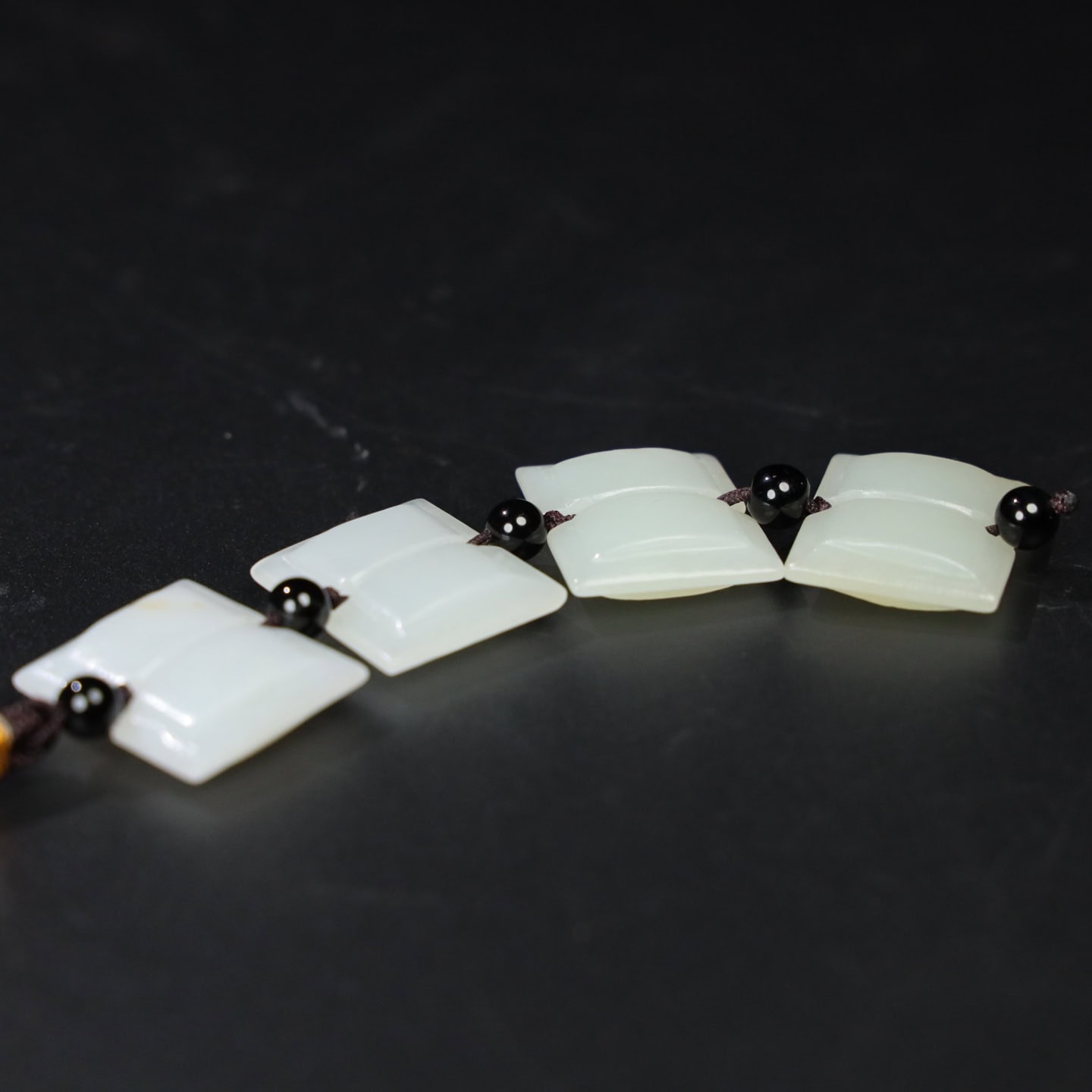 Chinese Natural Jade Carved I-shaped Pendant